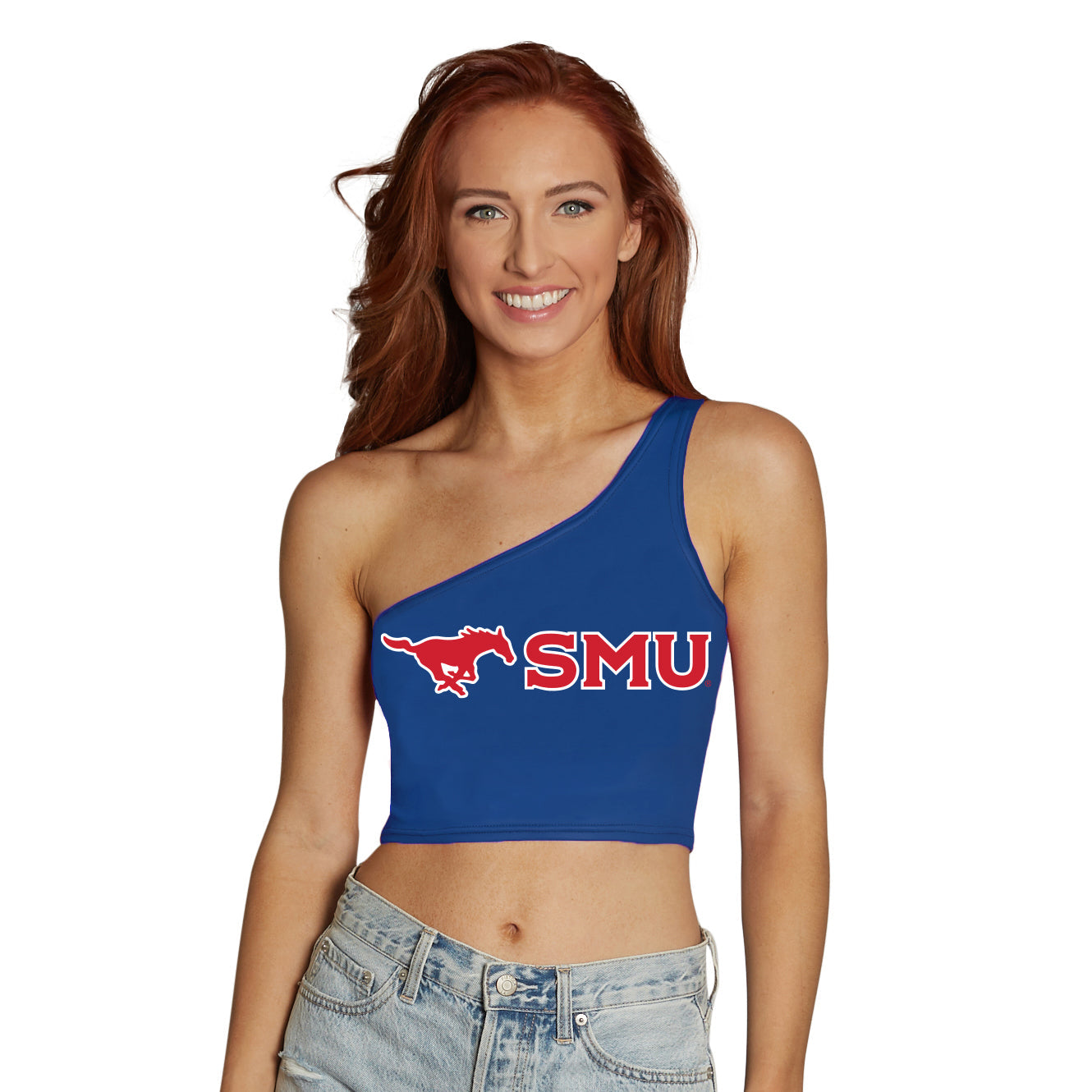 SMU Mustangs Blue One Shoulder Top | lojobands
