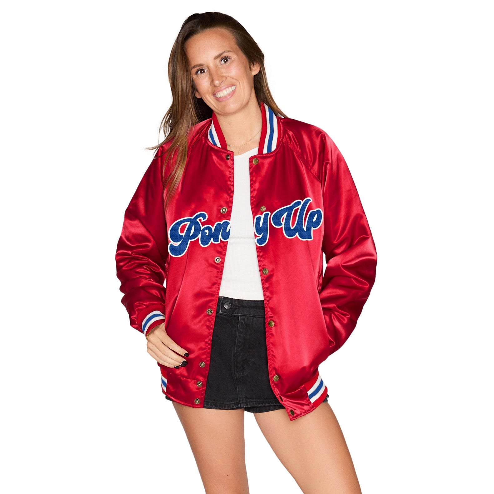 SMU Mustangs Satin Letterman Bomber Jacket | lojobands