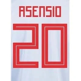 Spain 2018 Away M. Asenio #20 Jersey Name Set 1