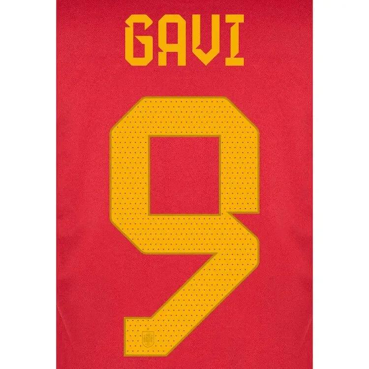 Spain 2022-23 Home Gavi #9 Youth Jersey Name Set 1