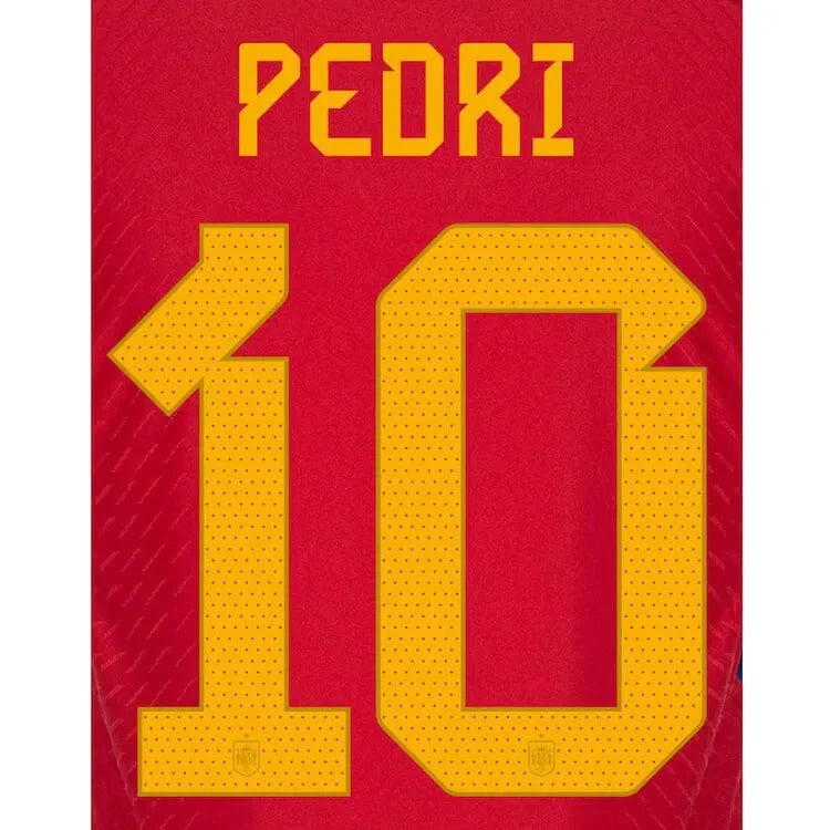 Spain 2022-23 Home Pedri #10 Jersey Name Set 1