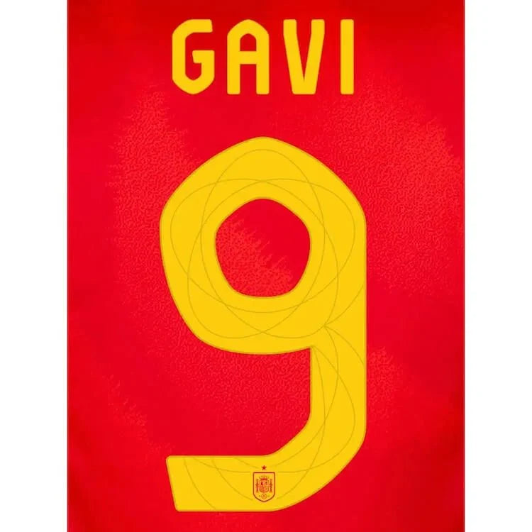 Spain 2024/25 Home Gavi #9 Jersey Name Set 1