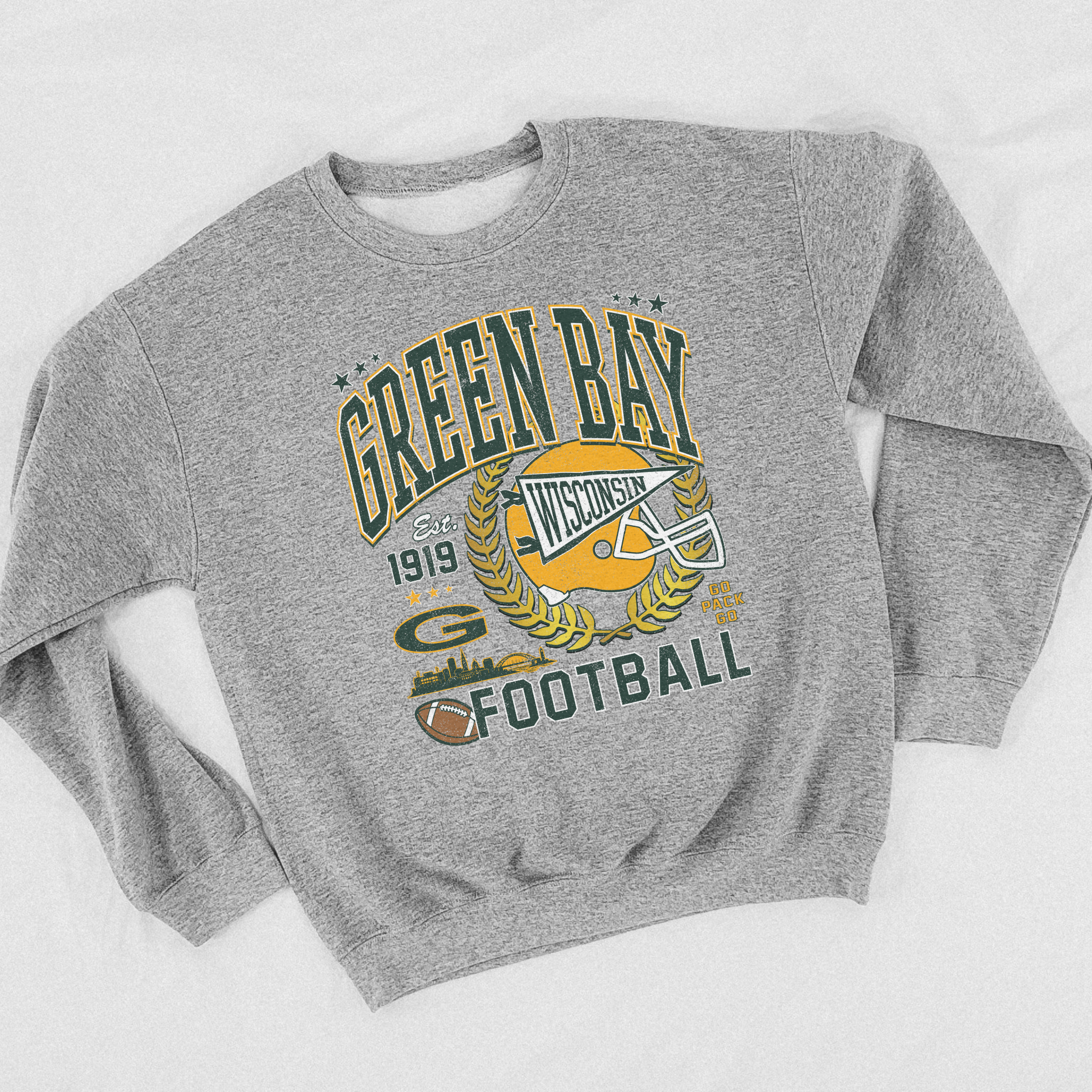 Green Bay Football Vintage Wisconsin Crewneck Sweatshirt – Classic Game Day Pullover 3