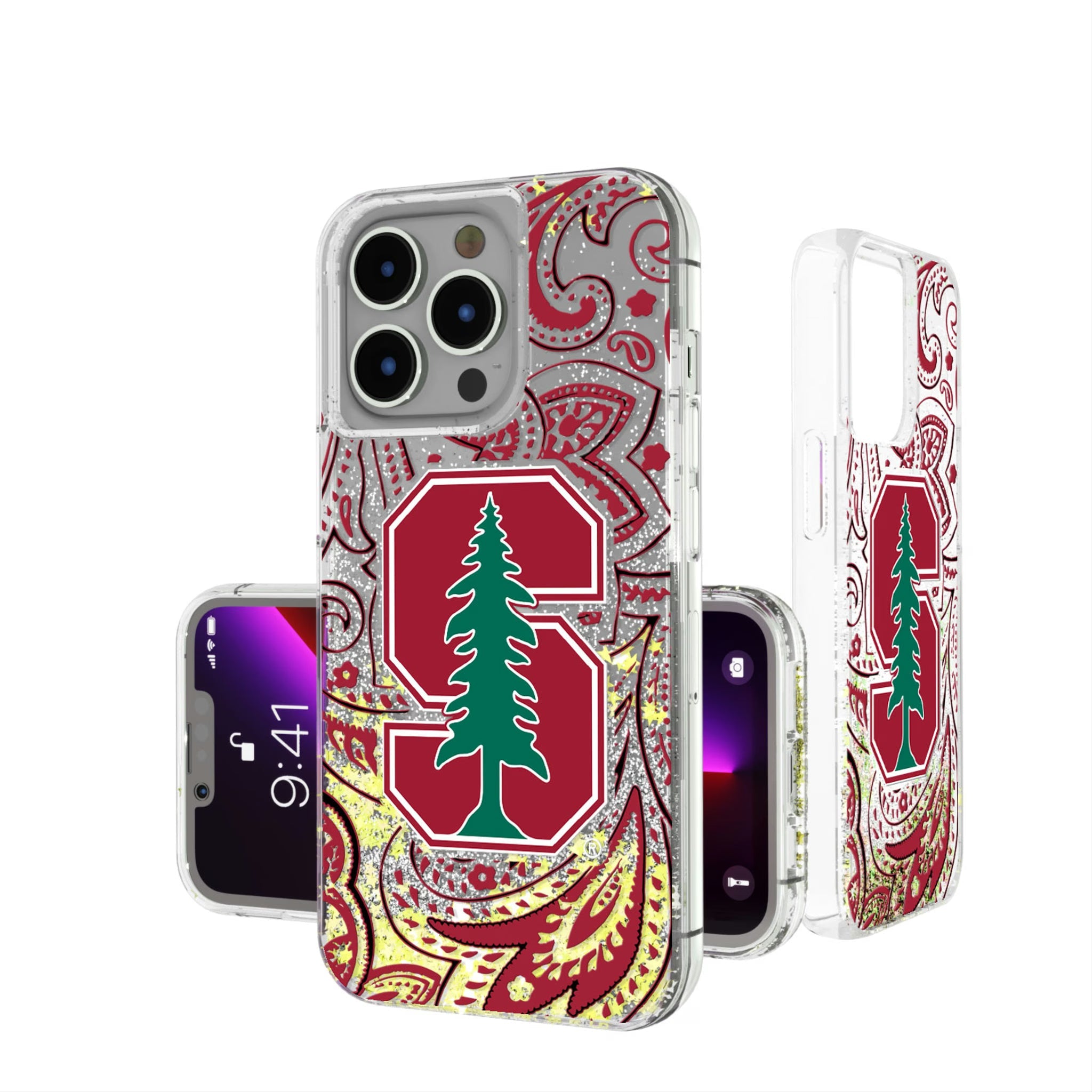 Stanford University Cardinal Paisley Glitter Phone Case 18