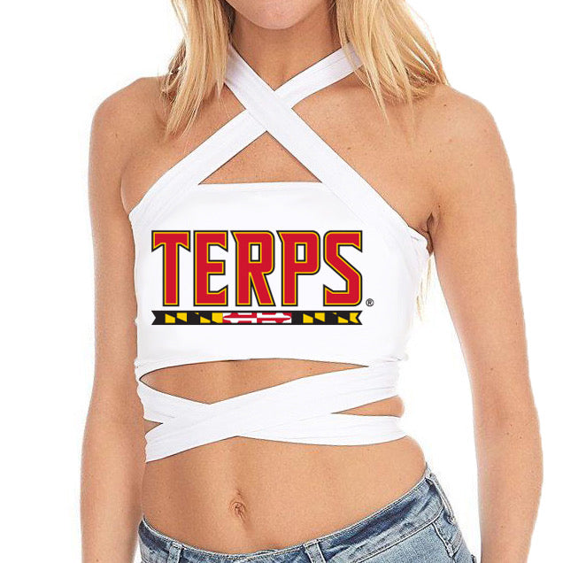 Maryland Terps White Multi Way Bandeau Top | lojobands 4