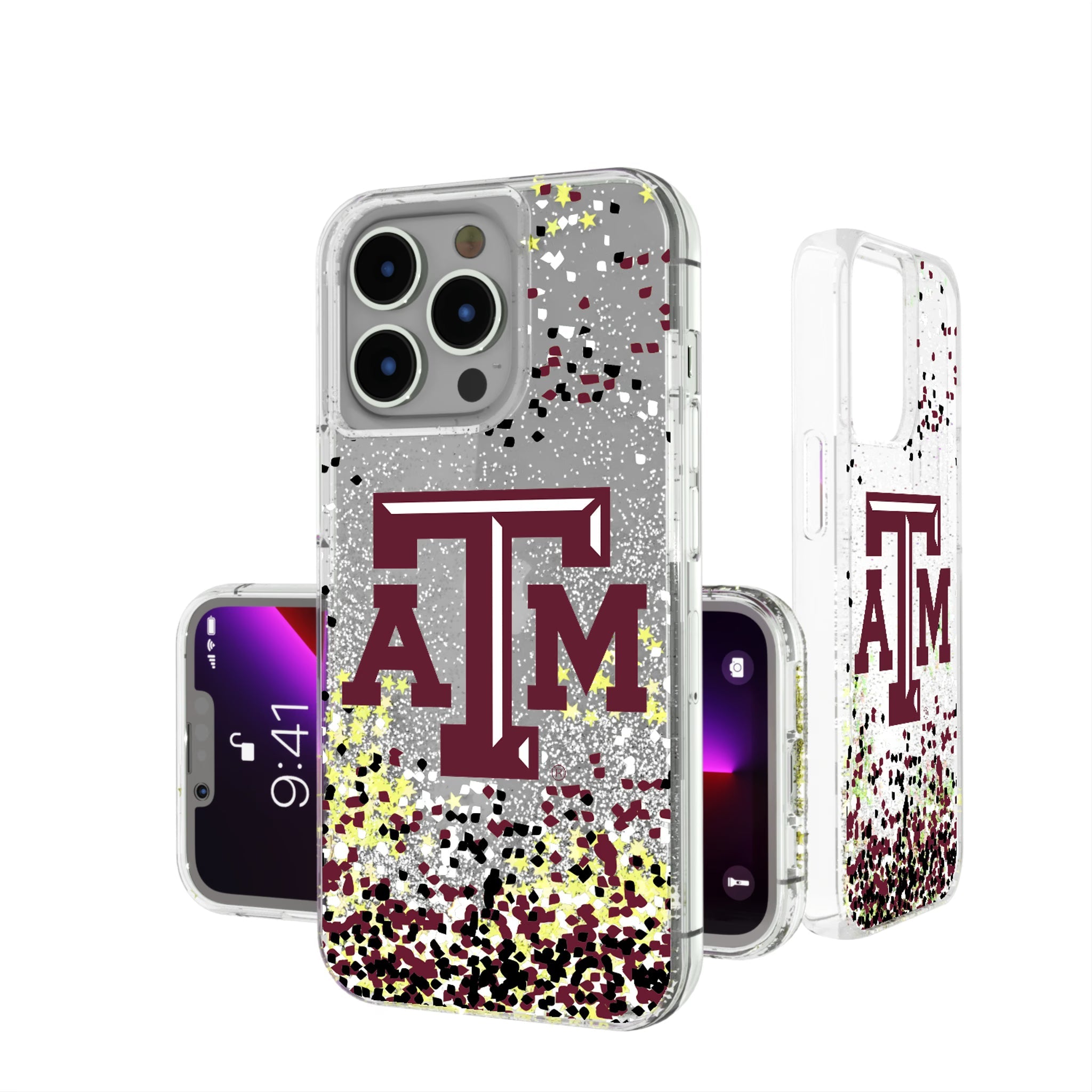 Texas A&M University Aggies Confetti Glitter Phone Case for Apple iPhone 4