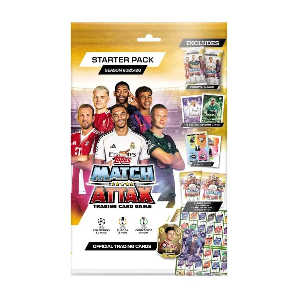 Topps 2025-26 Match Attax UEFA Champions League Cards Starter Pack (Album, 27 Cards + 2 LE) 1
