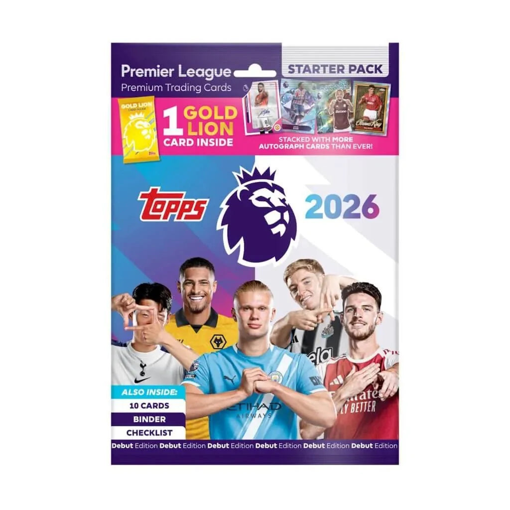 Topps 2025-26 Premier League Starter Pack, Binder, 10 Cards + Gold Lion 1