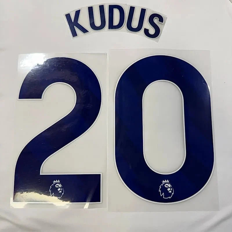 Tottenham 2025-Home KUDUS #20 Jersey Name Set-Navy 1