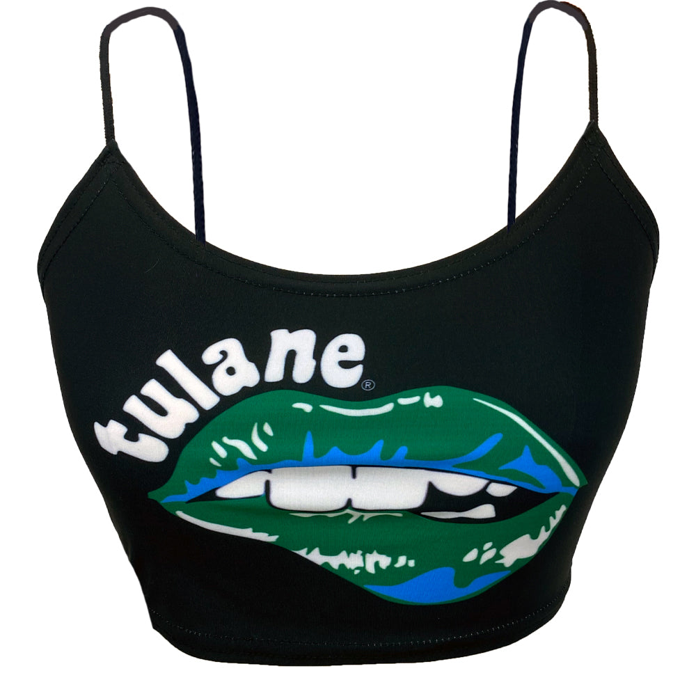 Tulane Lips Black Spaghetti Tank | lojobands