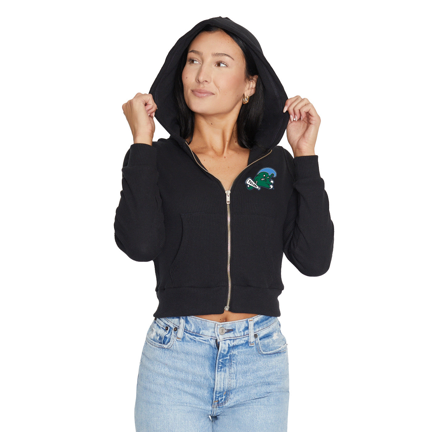 Tulane Waffle Knit Zip Up Hoodie | lojobands