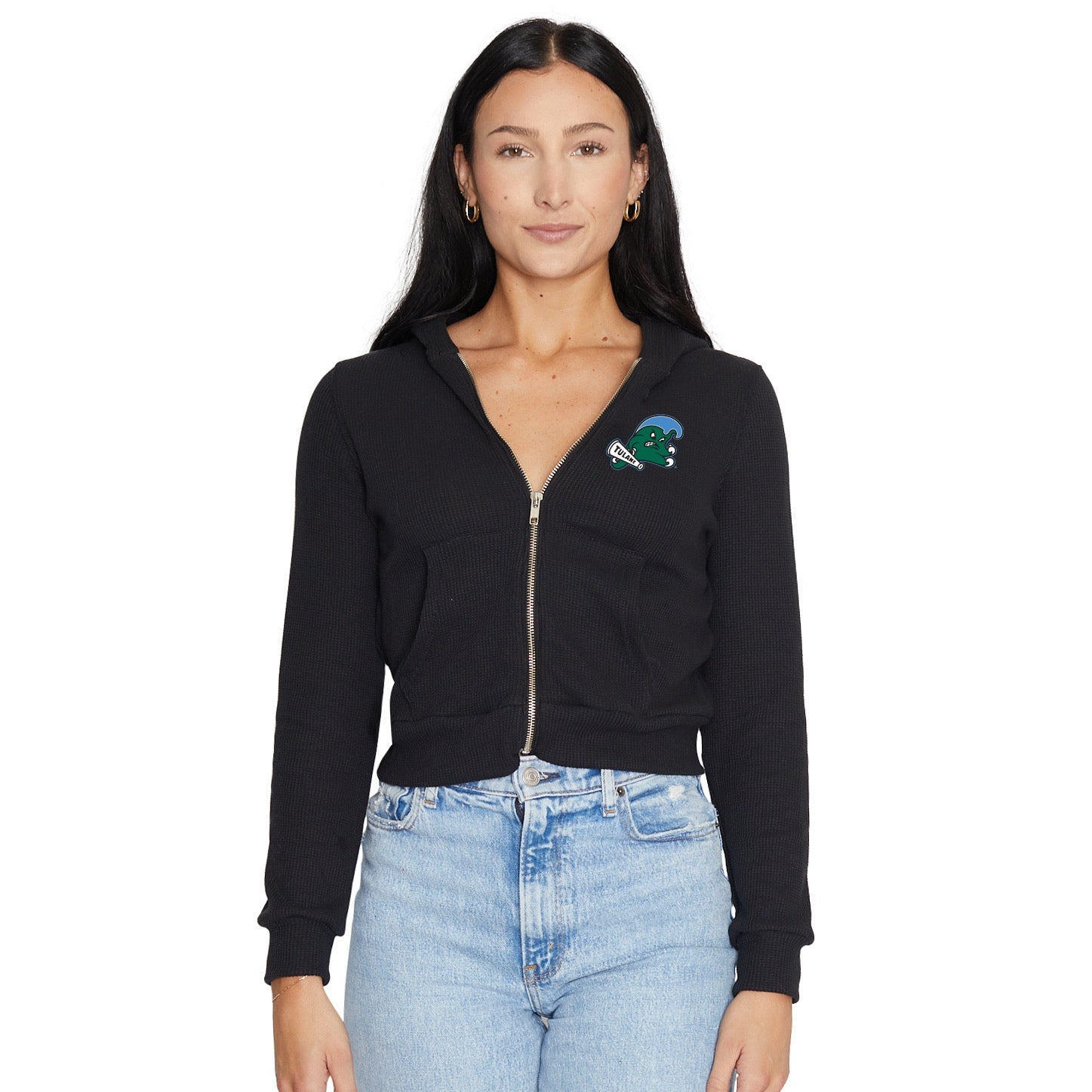 Tulane Waffle Knit Zip Up Hoodie | lojobands