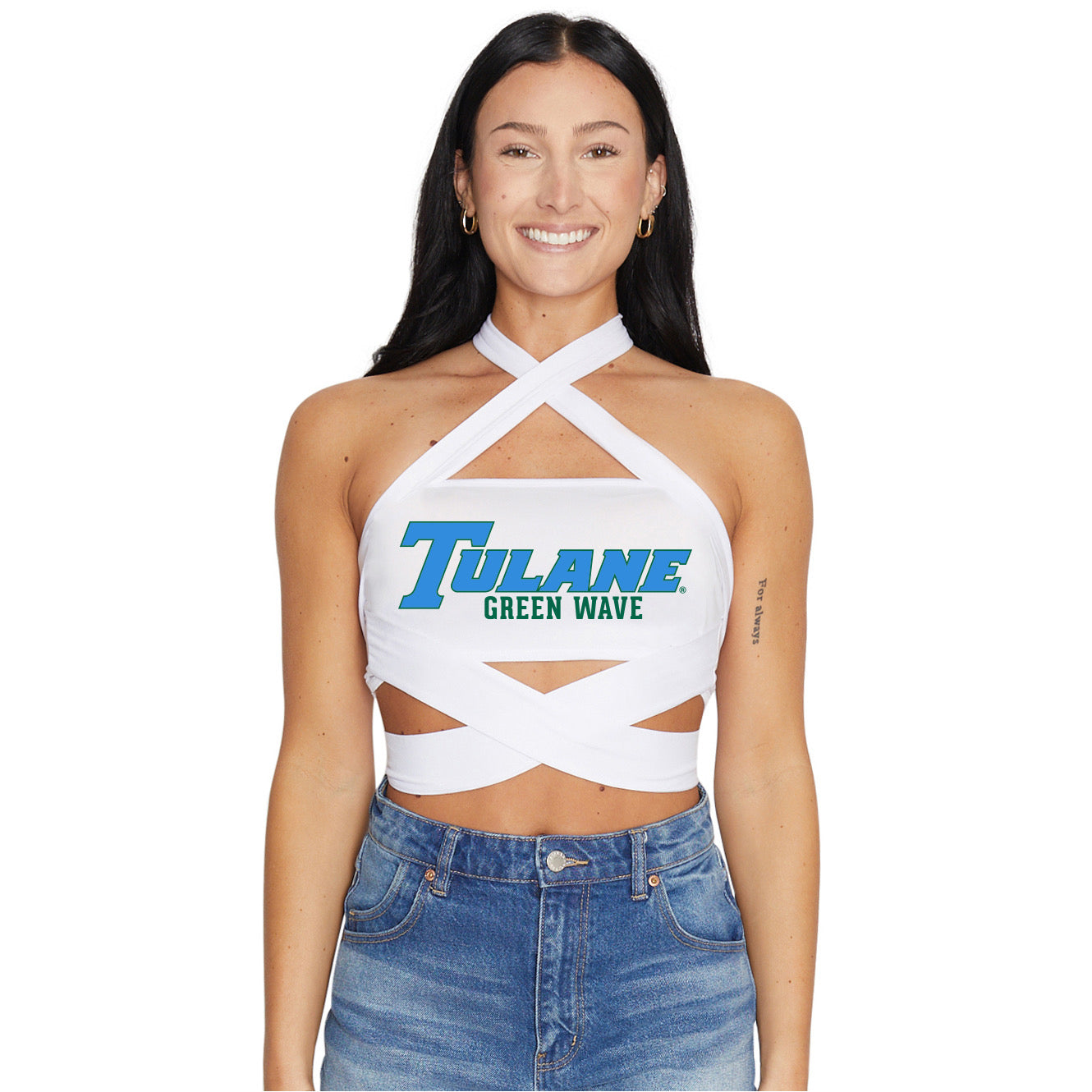 Tulane White Multi Way Bandeau Top | lojobands