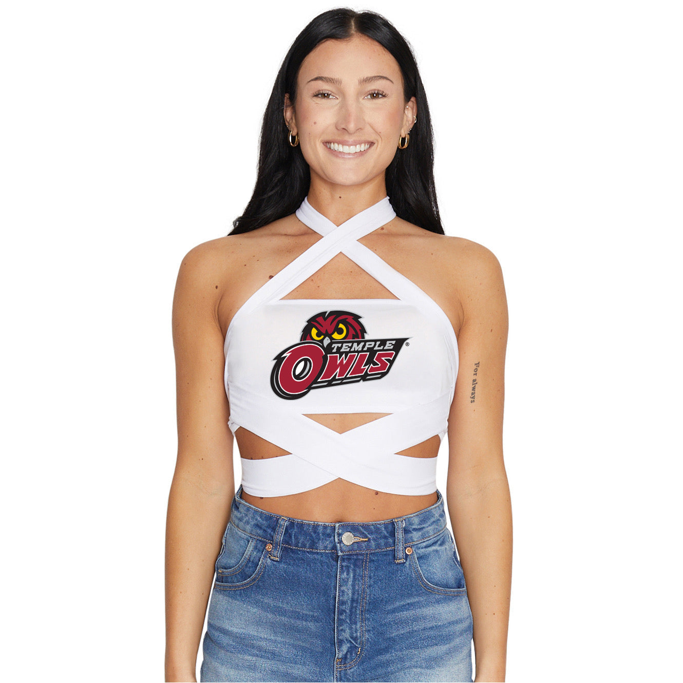 Temple Owls White Multi Way Bandeau Top | lojobands