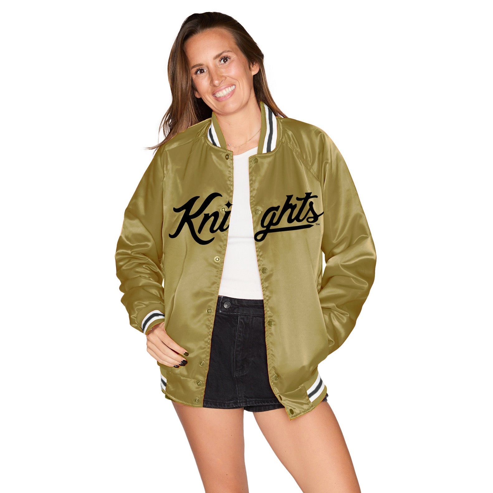 UCF Satin Letterman Bomber Jacket | lojobands