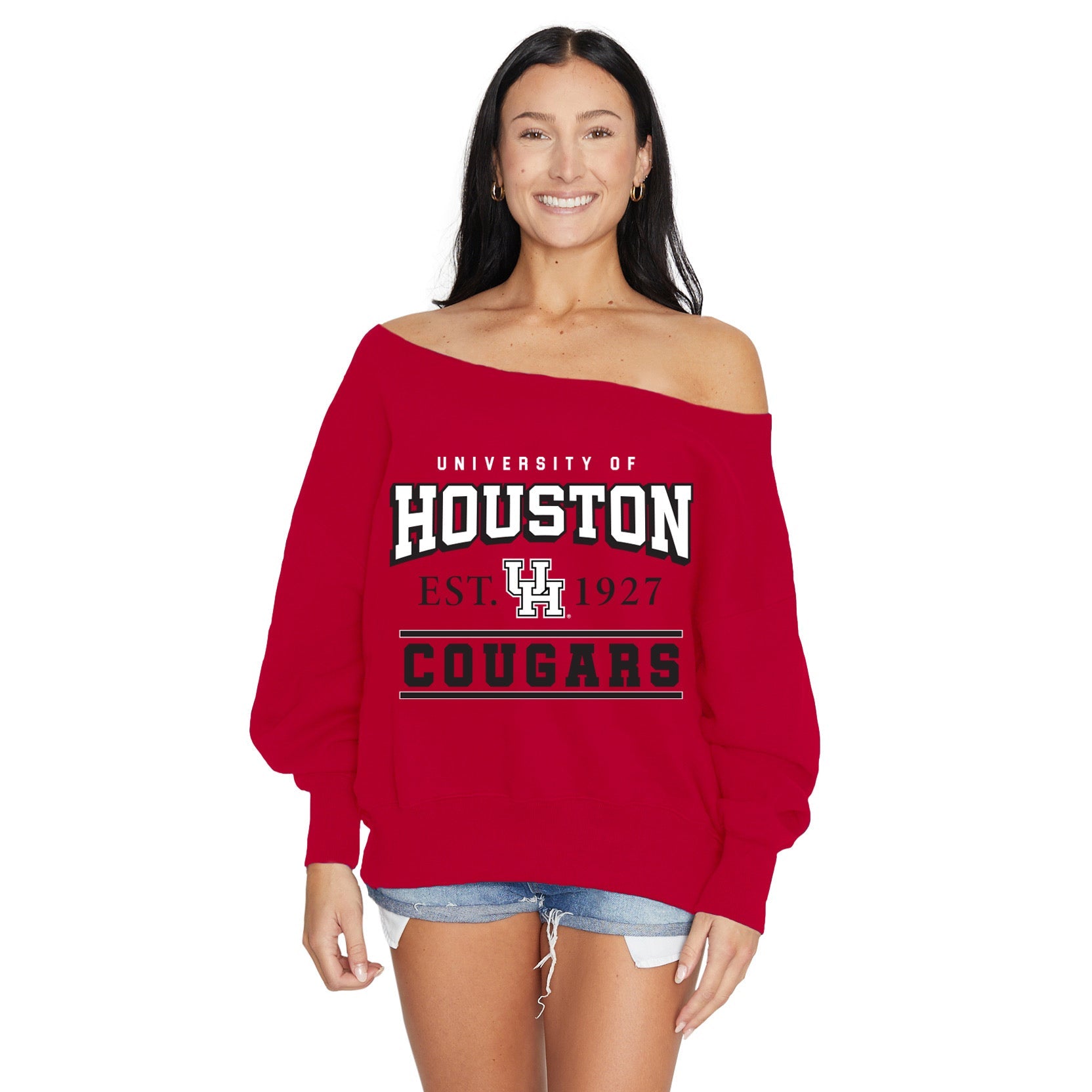 University of Houston Off the Shoulder Sweatshirt | lojobands
