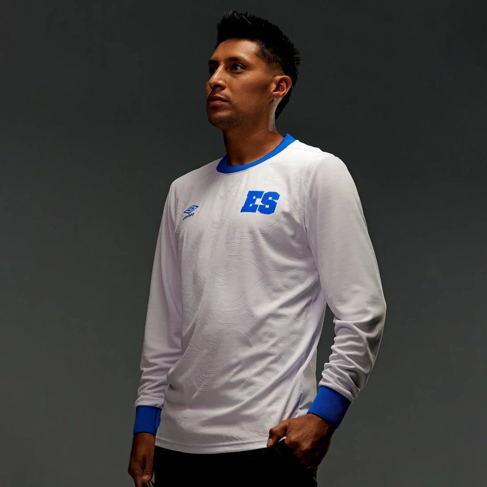 Umbro 2025-26 El Salvador Men's Stadium Away Long-Sleeve Soccer Jersey 7