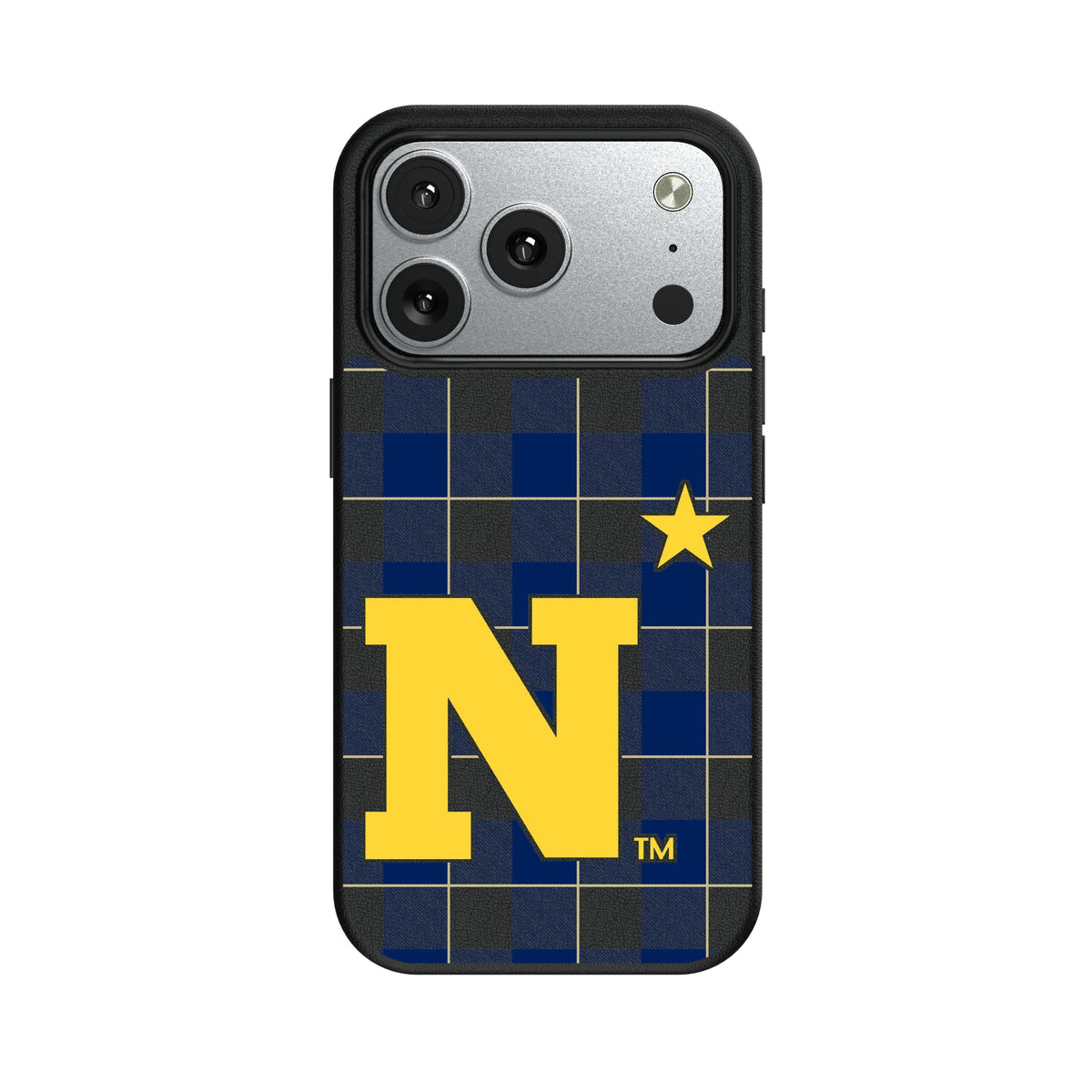 United State Naval Academy Midshipmen Plaid MagSafe Compatible Phone Case for Apple iPhone 9