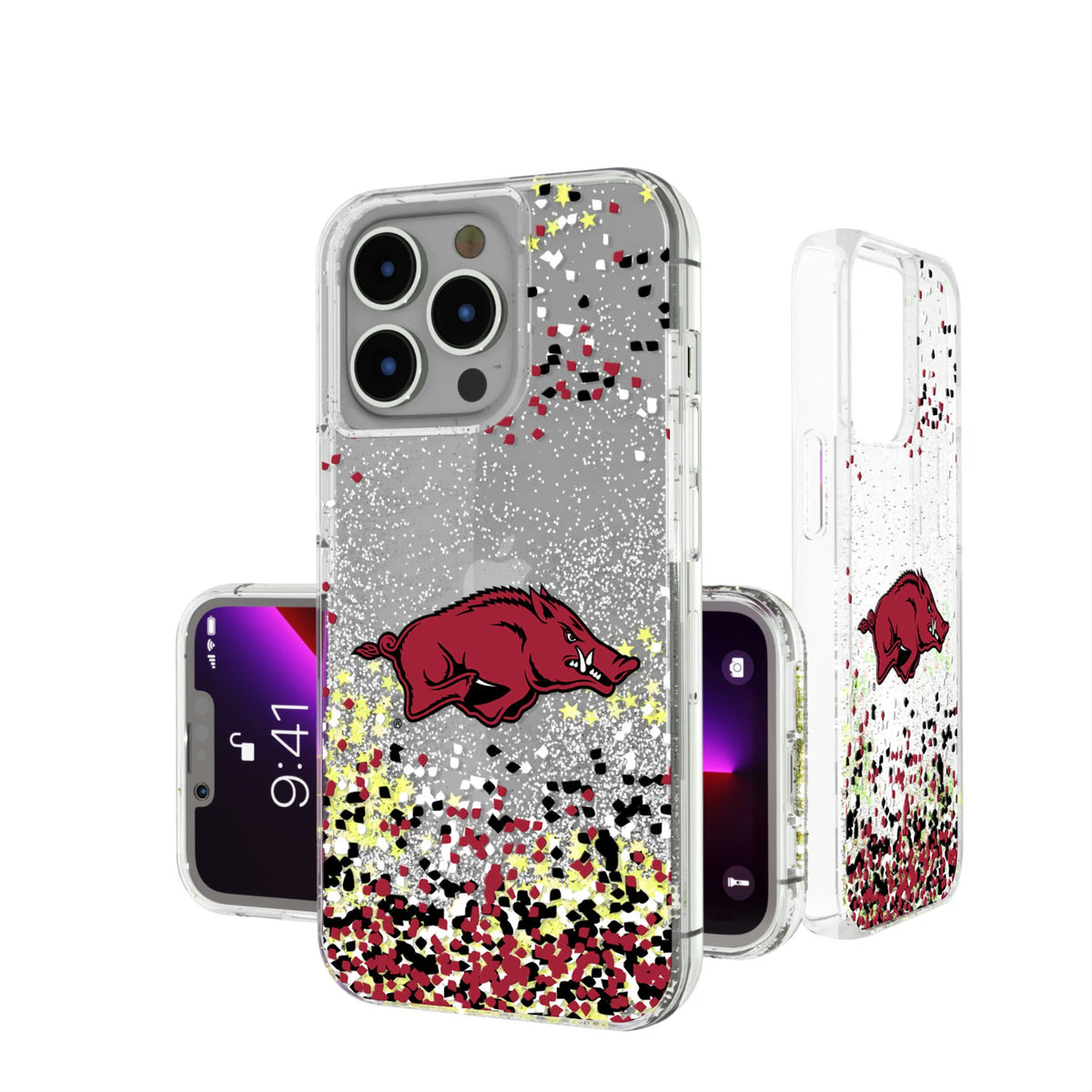 University of Arkansas Fayetteville Razorbacks Confetti Glitter Phone Case 8