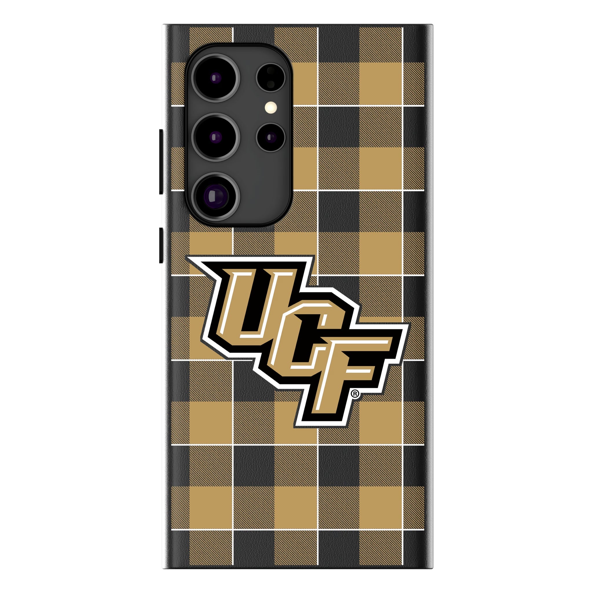 University of Central Florida Golden Knights Plaid MagSafe Compatible Phone Case for Samsung Galaxy 15