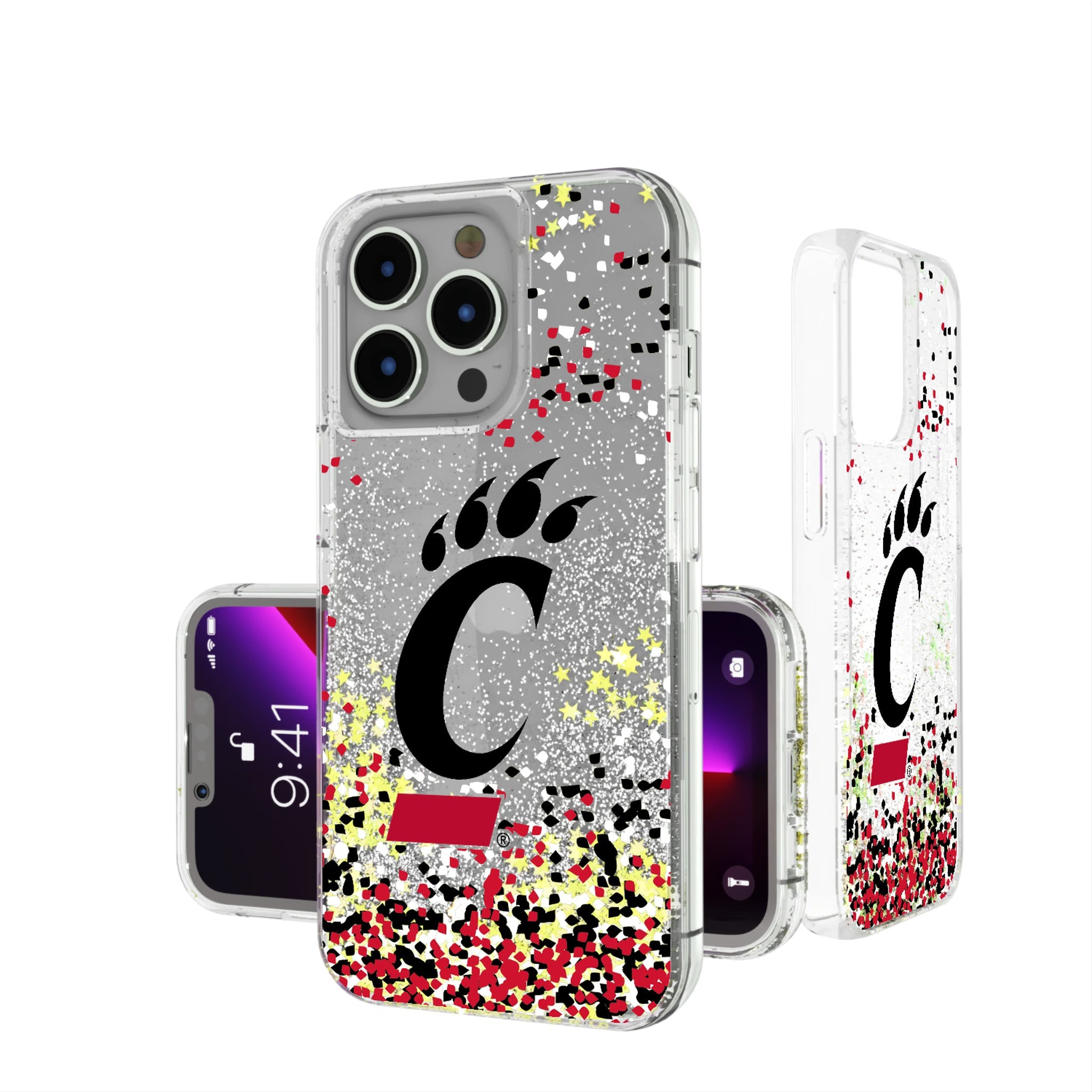 University of Cincinnati Bearcats Confetti Glitter Phone Case for Apple iPhone 13