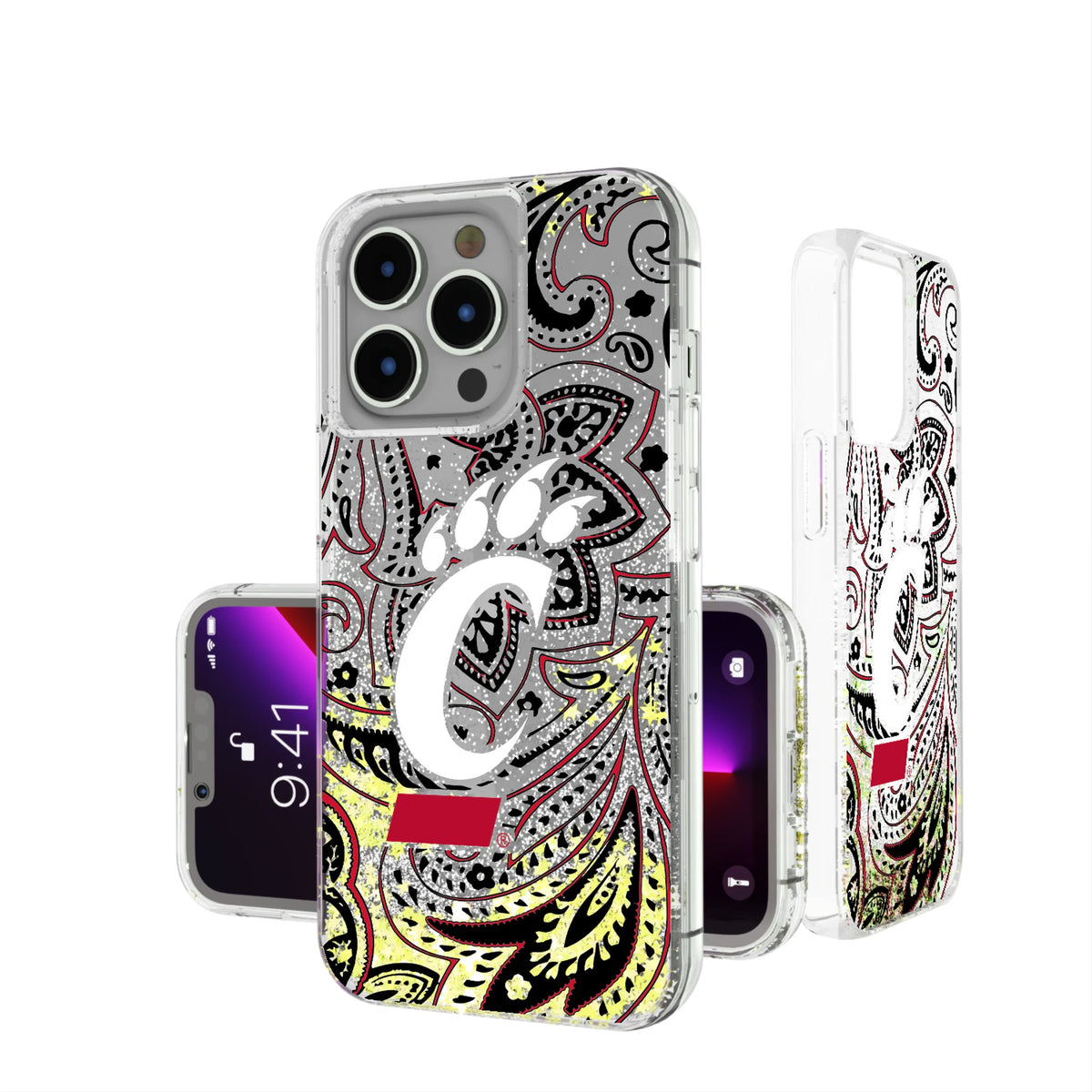 University of Cincinnati Bearcats Paisley Glitter Phone Case for Apple iPhone 17