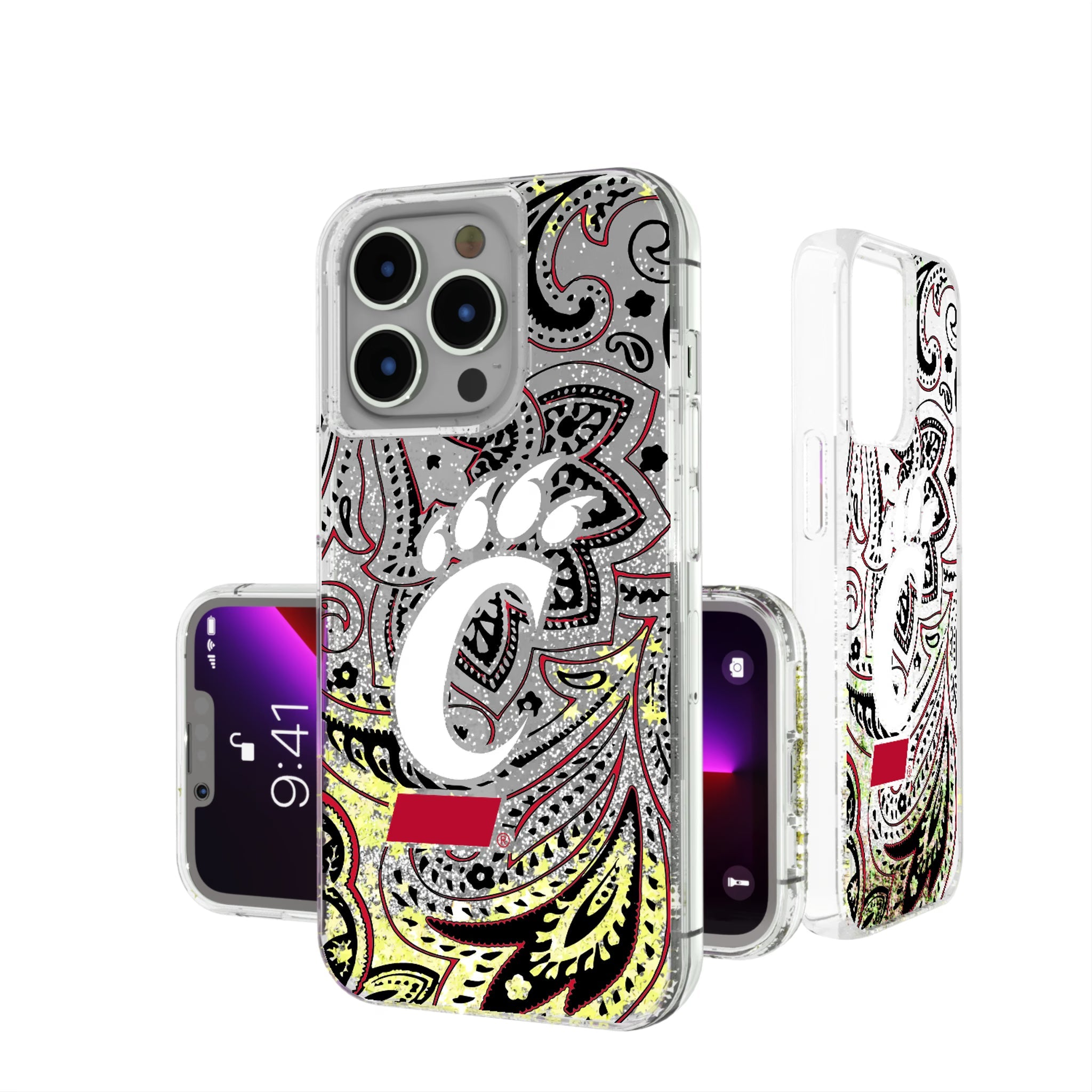University of Cincinnati Bearcats Paisley Glitter Phone Case for Apple iPhone 11