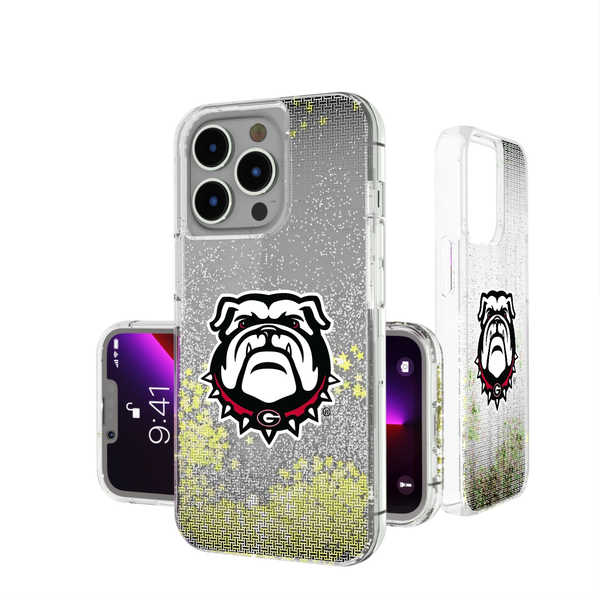 University of Georgia Bulldogs Uga Linen Glitter Phone Case for Apple iPhone 3