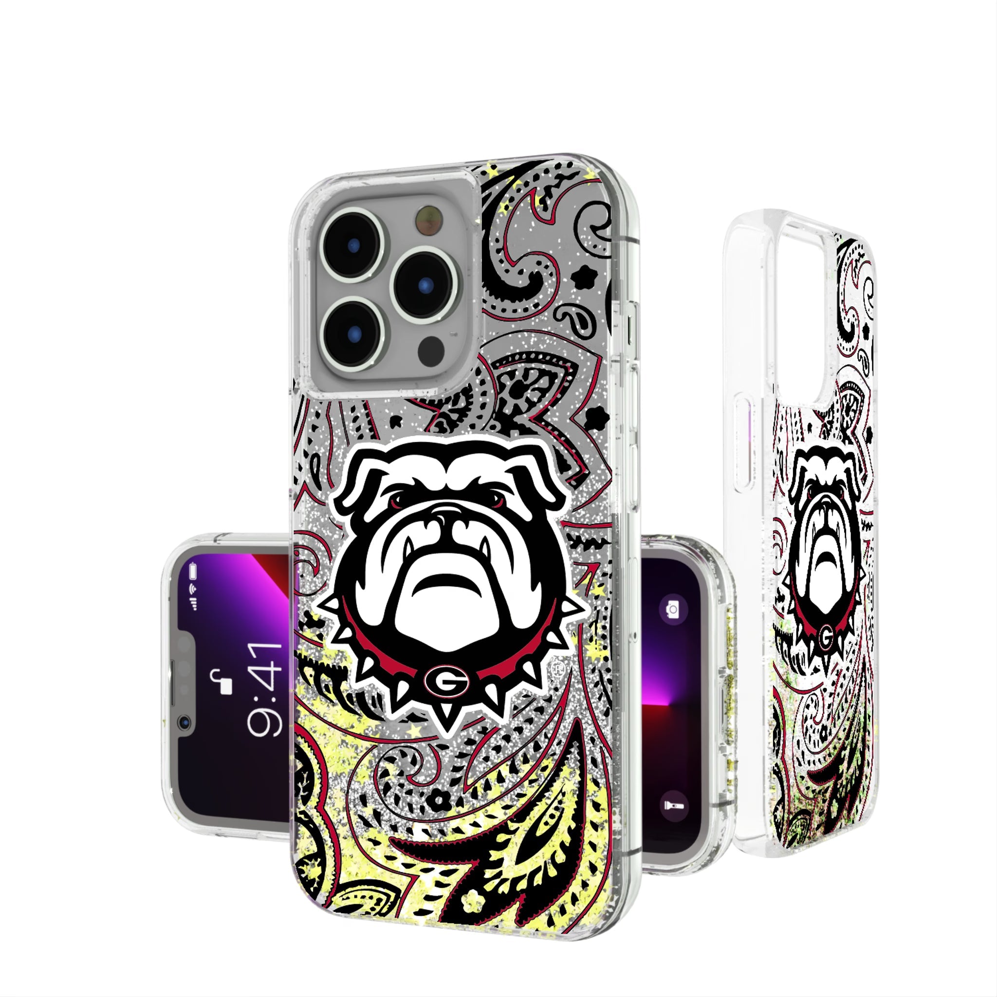 University of Georgia Bulldogs Uga Paisley Glitter Phone Case for Apple iPhone 11