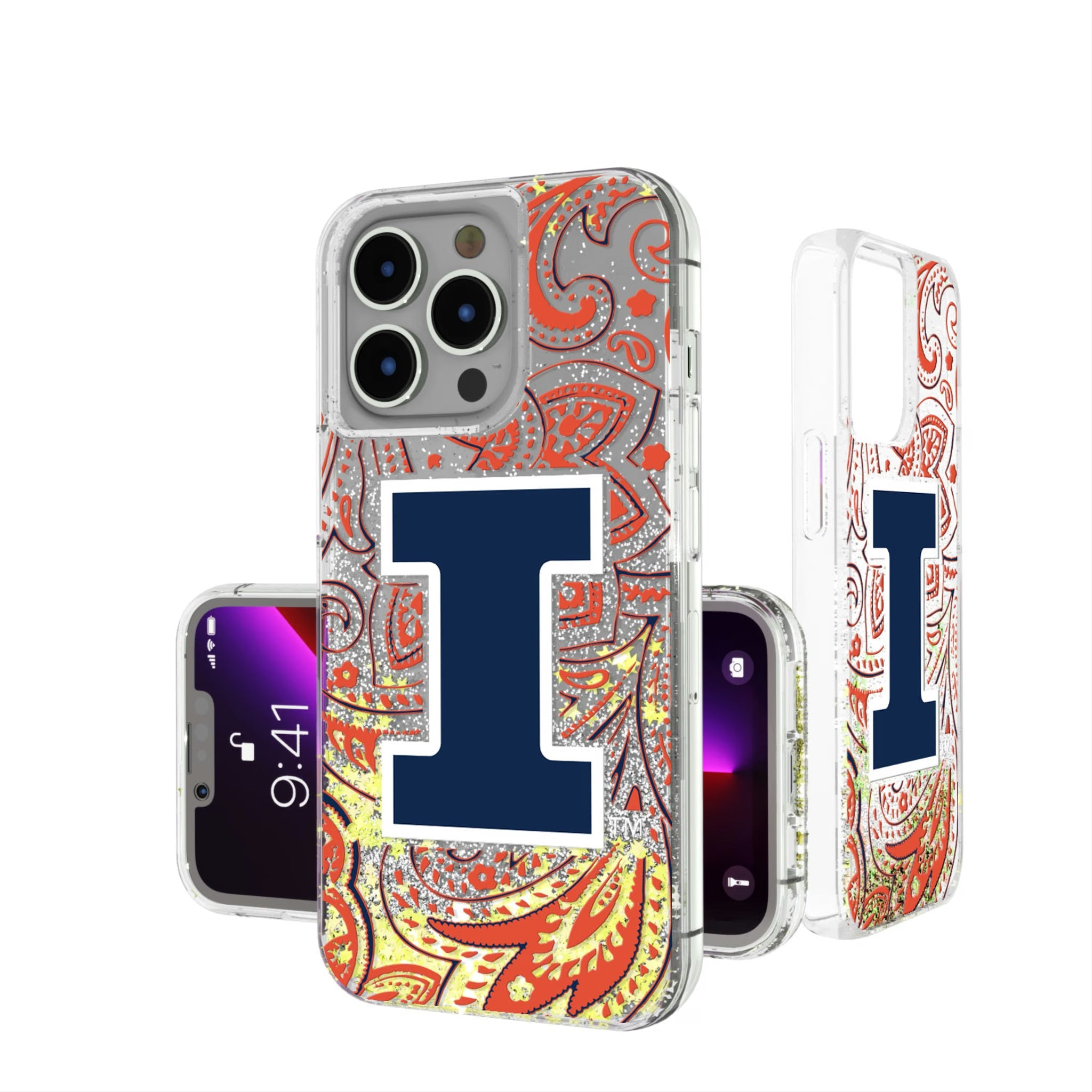 University of Illinois Fighting Illini Paisley Glitter Phone Case 11