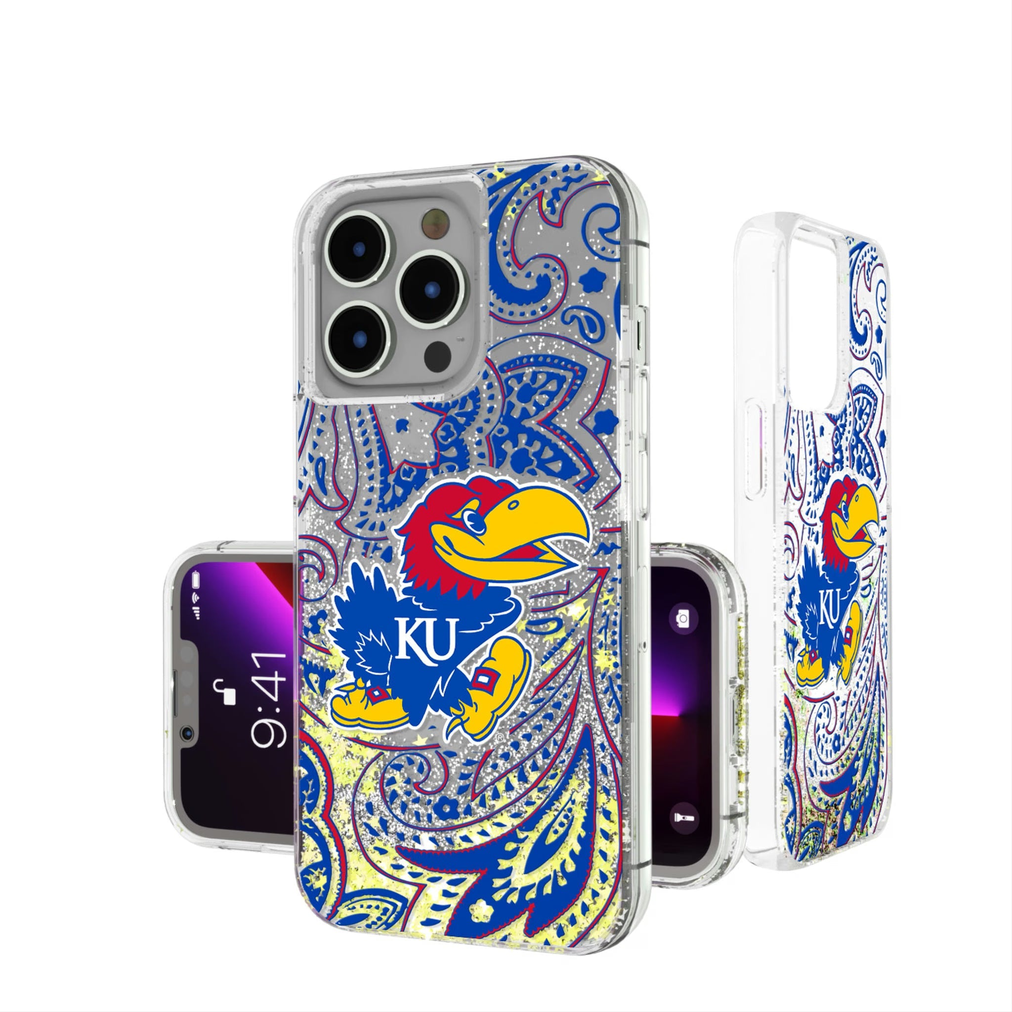 University of Kansas Jayhawks Paisley Glitter Phone Case 18