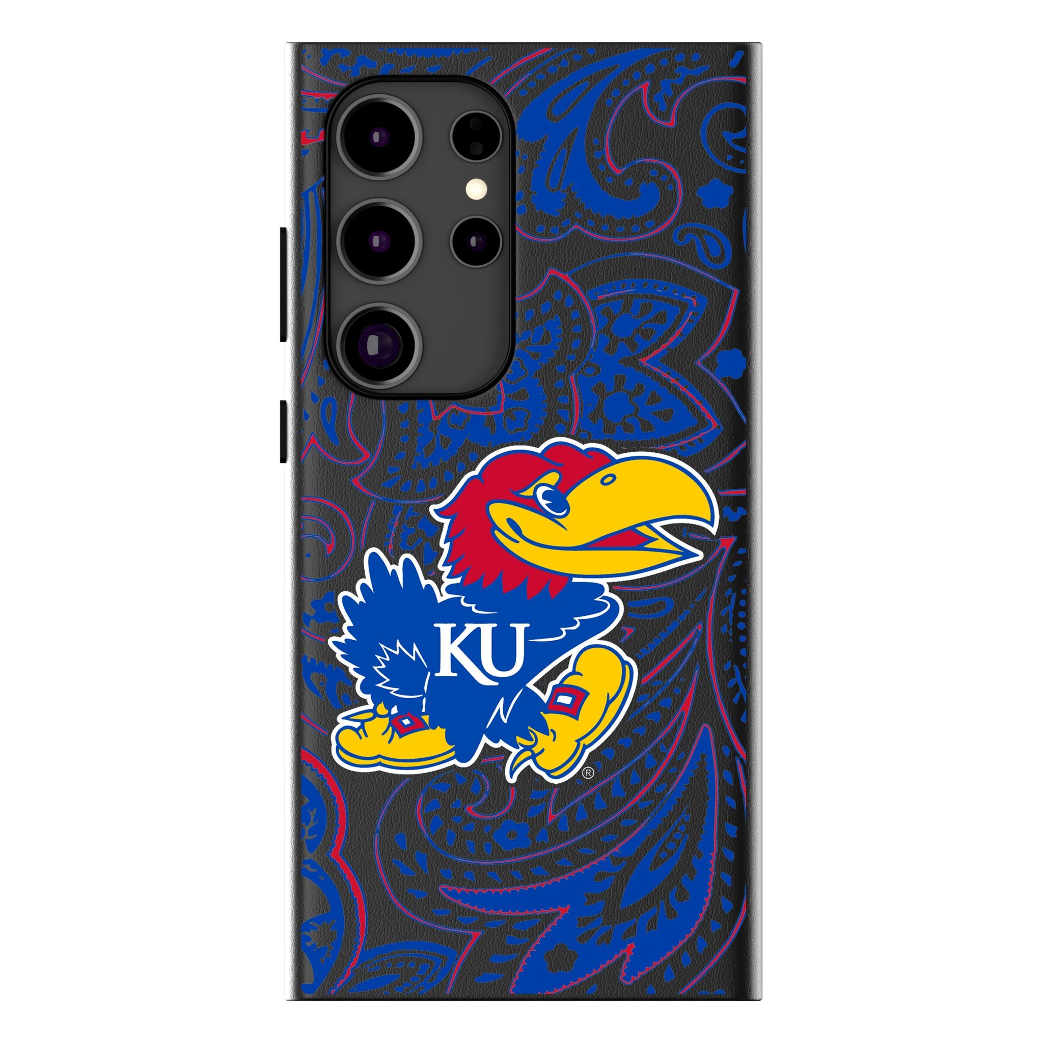 University of Kansas Jayhawks Paisley MagSafe Compatible Phone Case for Samsung Galaxy 10
