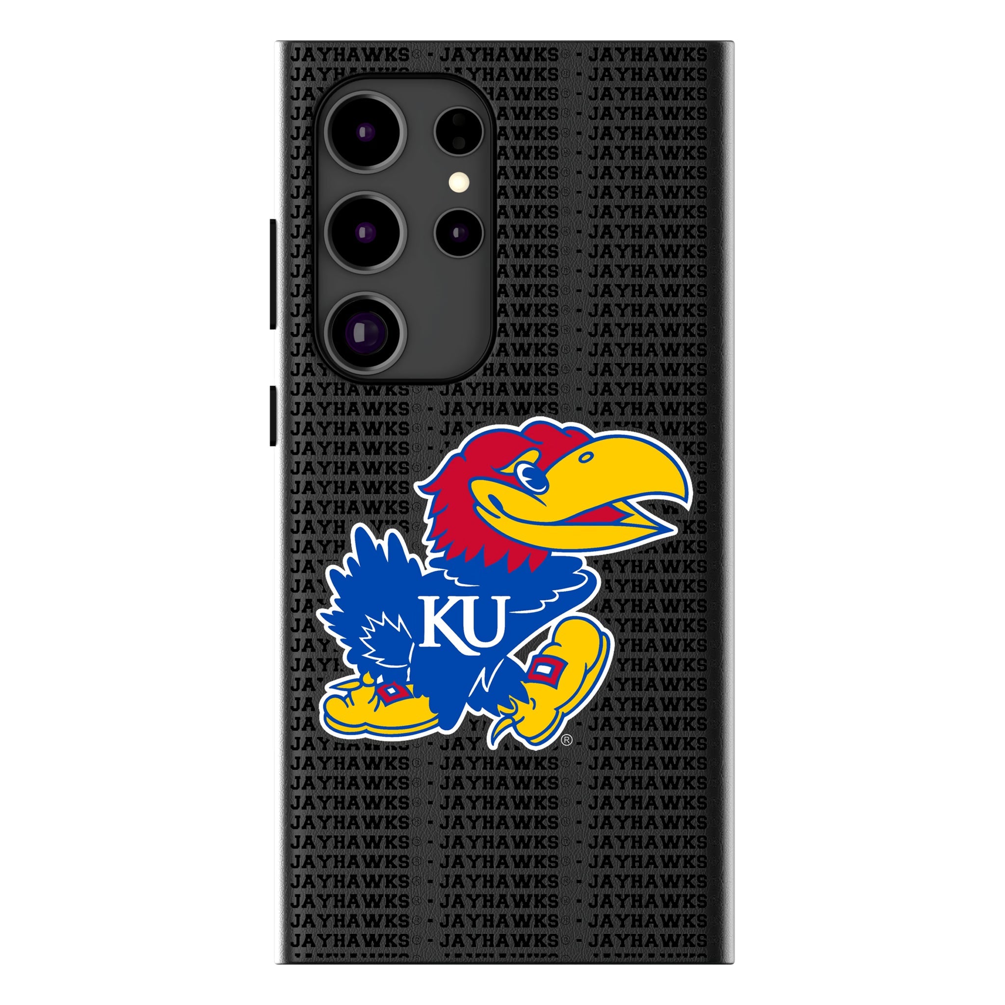 University of Kansas Jayhawks Text Backdrop MagSafe Compatible Phone Case for Samsung Galaxy 10