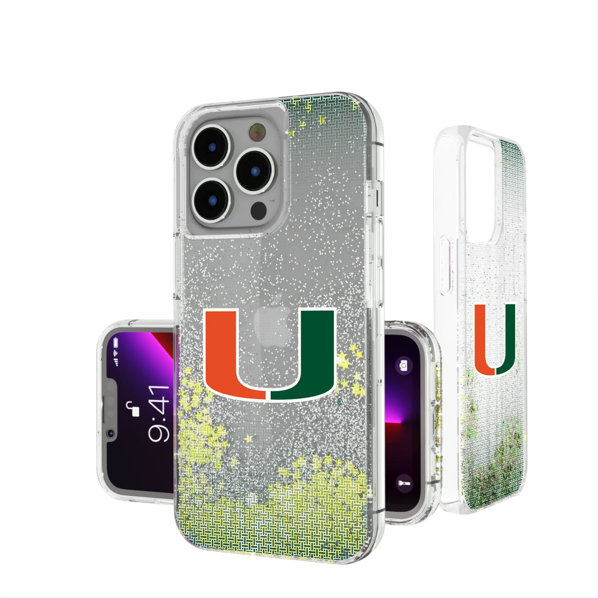 University of Miami Hurricanes Linen Glitter Phone Case 9