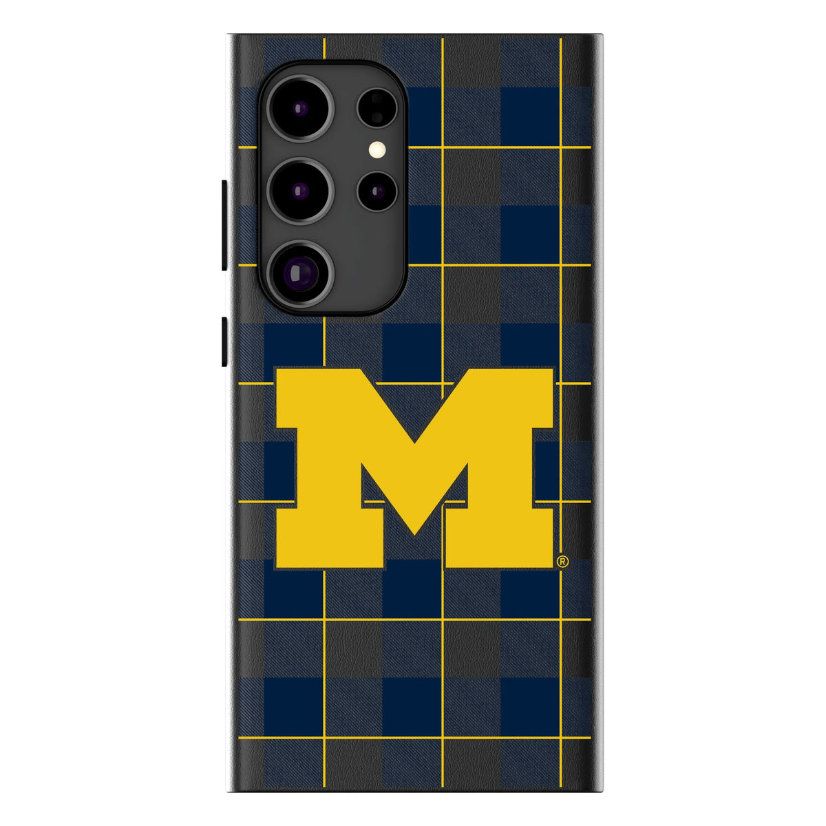 University of Michigan Wolverines Plaid MagSafe Compatible Phone Case for Samsung Galaxy 10