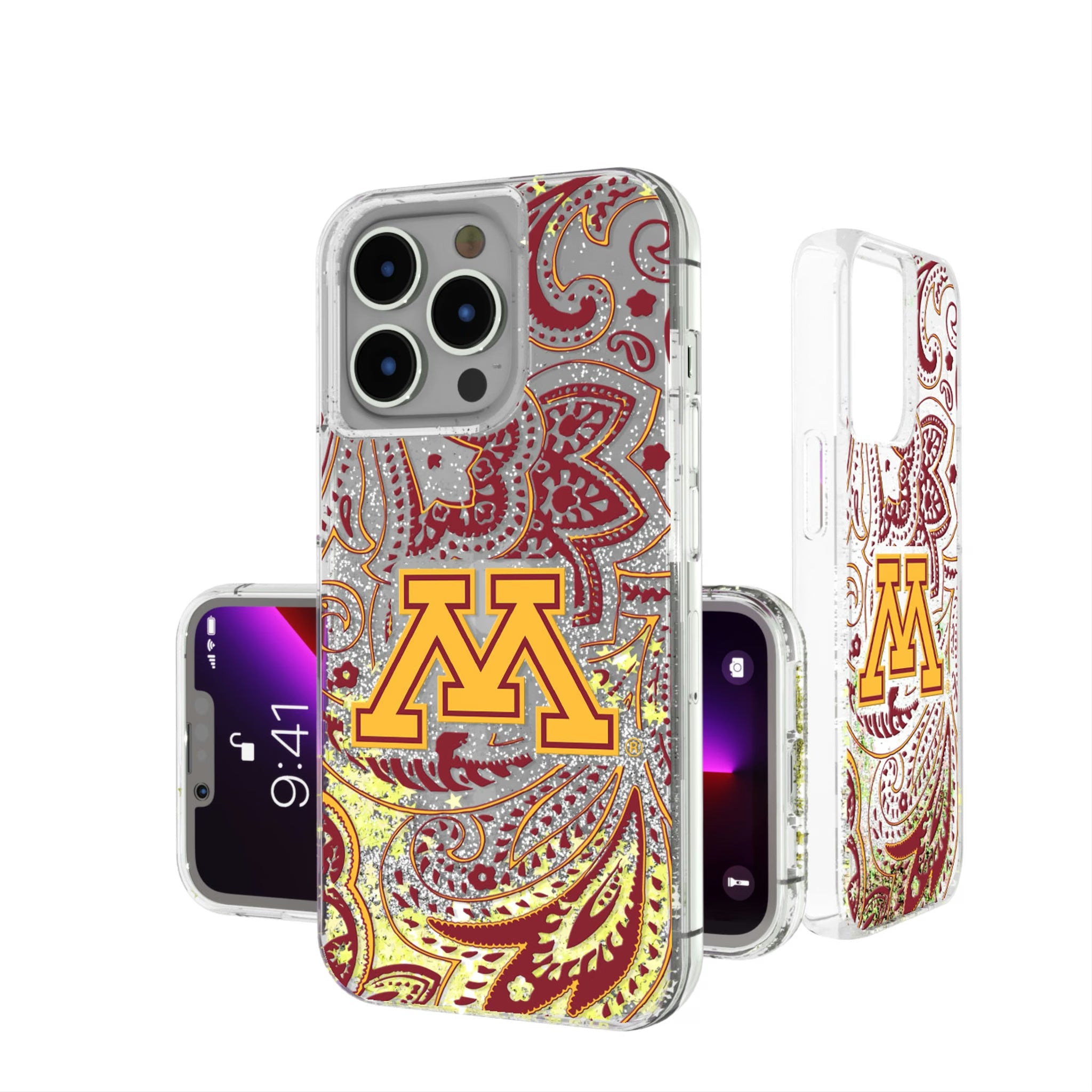 University of Minnesota Golden Gophers Paisley Glitter Phone Case 3
