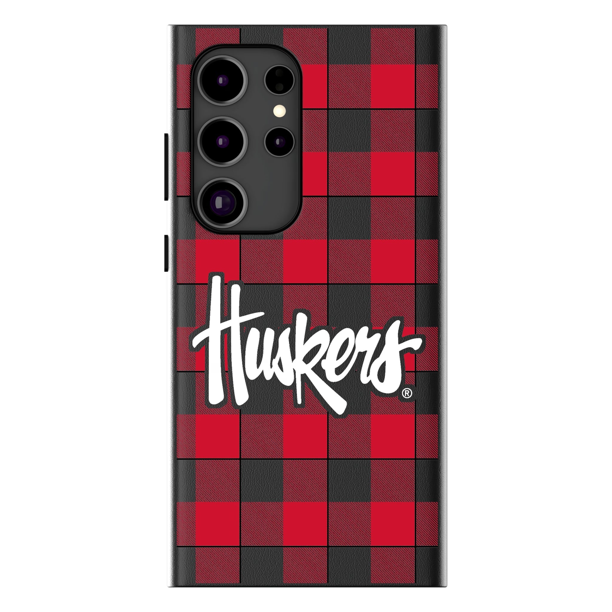 University of Nebraska Huskers Plaid MagSafe Compatible Phone Case for Samsung Galaxy 15