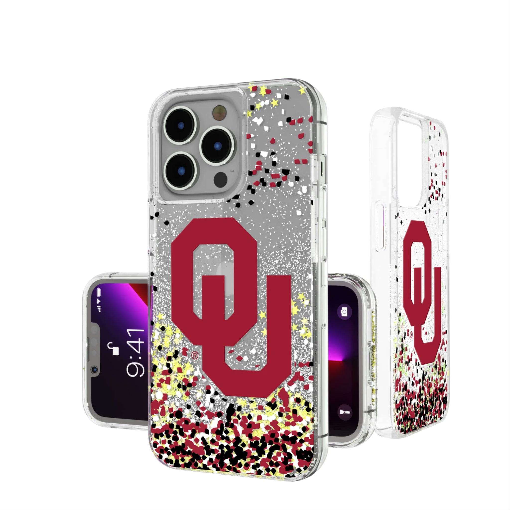 University of Oklahoma Sooners Confetti Glitter Phone Case 3