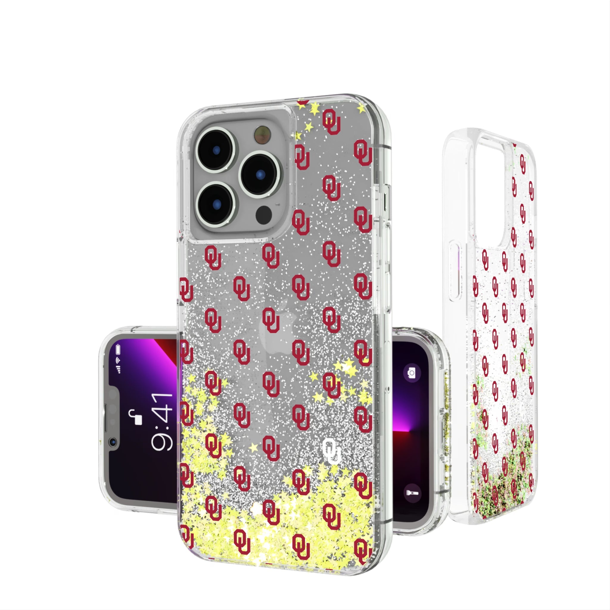 University of Oklahoma Sooners Fashion Pattern Glitter Phone Case for Apple iPhone 12