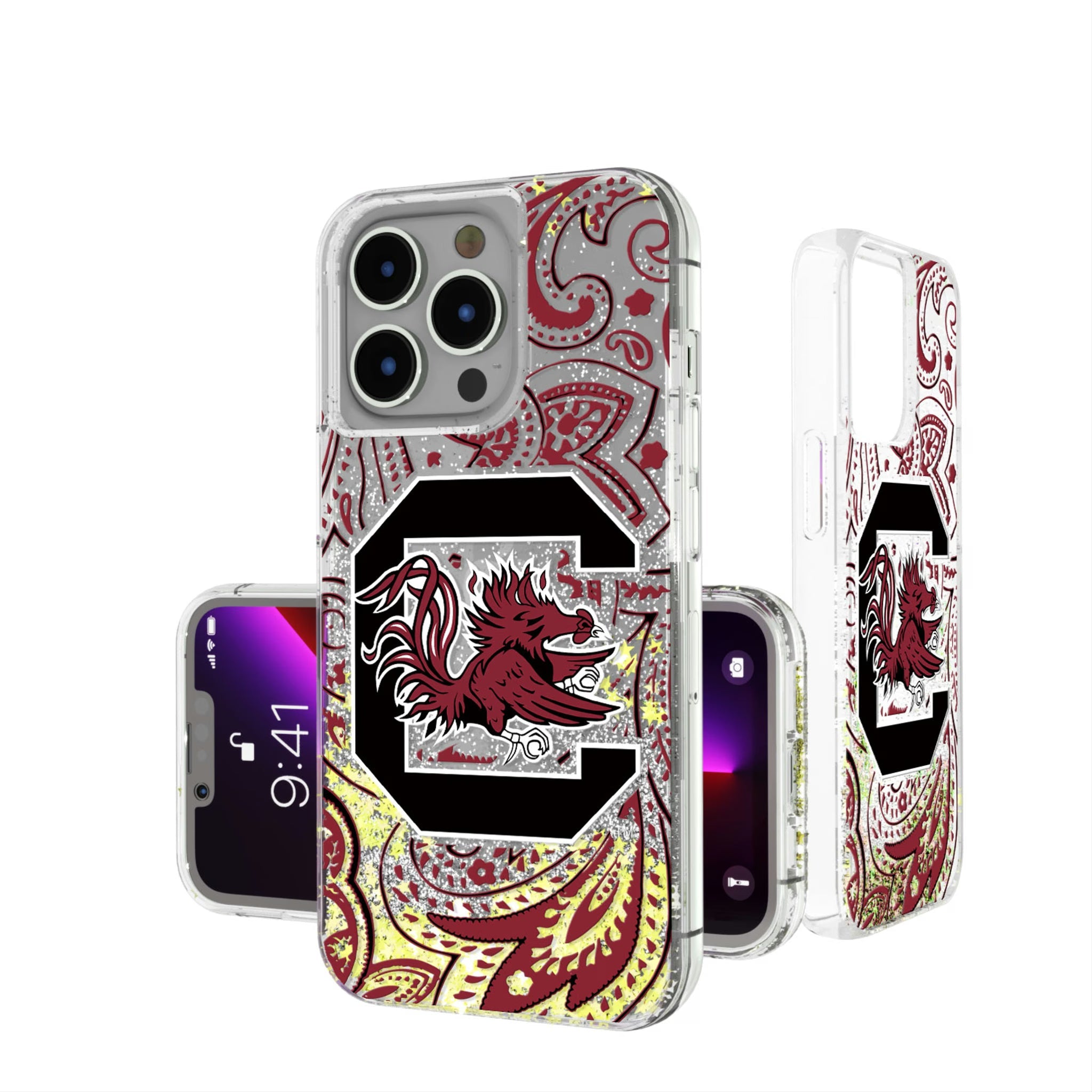 University of South Carolina Gamecocks Paisley Glitter Phone Case 15