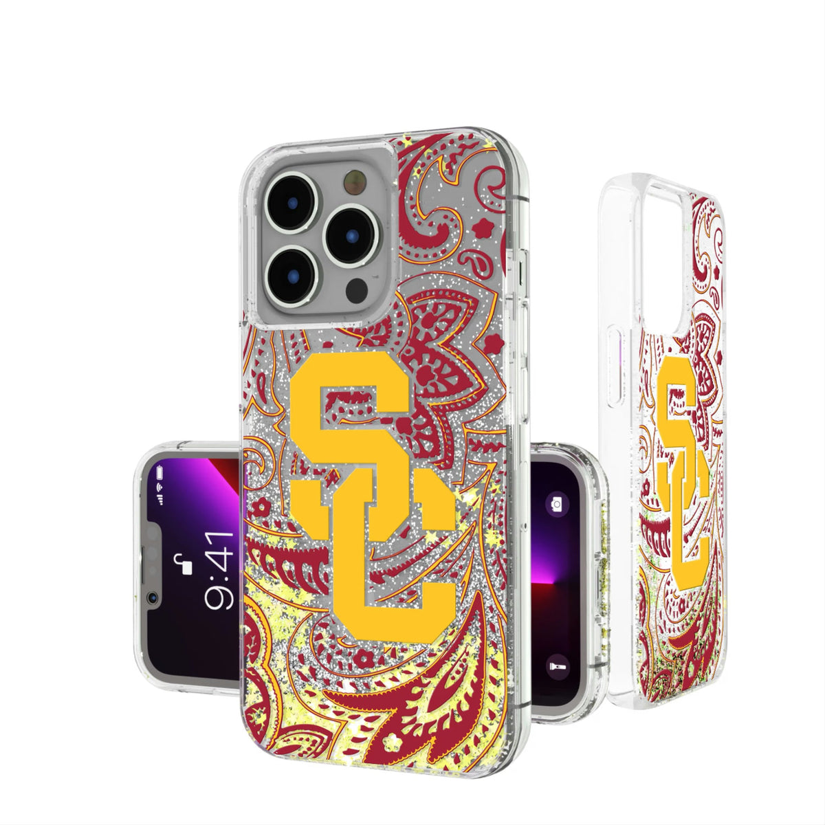 University of Southern California Trojans Paisley Glitter Phone Case 5