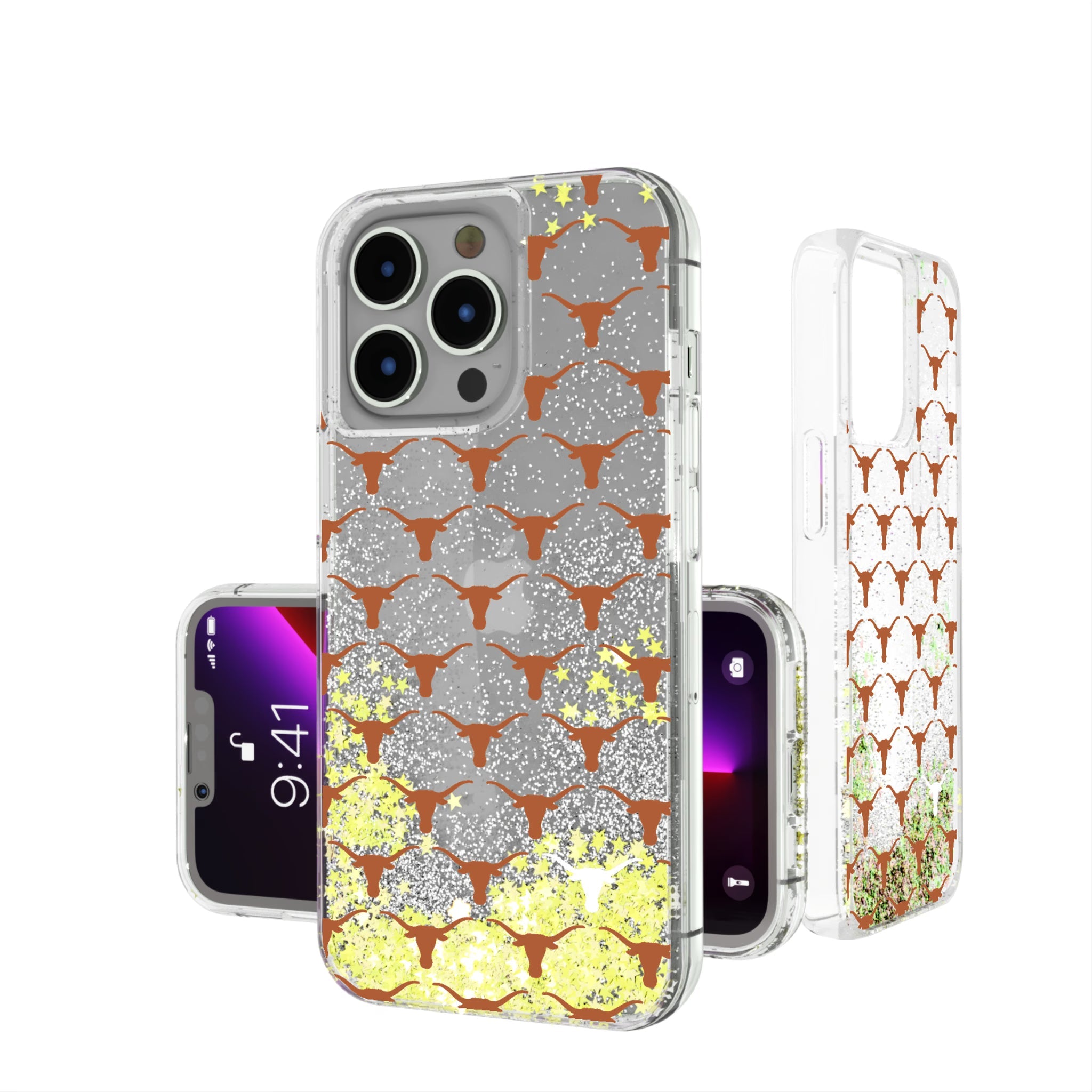 University of Texas Longhorns Fashion Pattern Glitter Phone Case for Apple iPhone 3