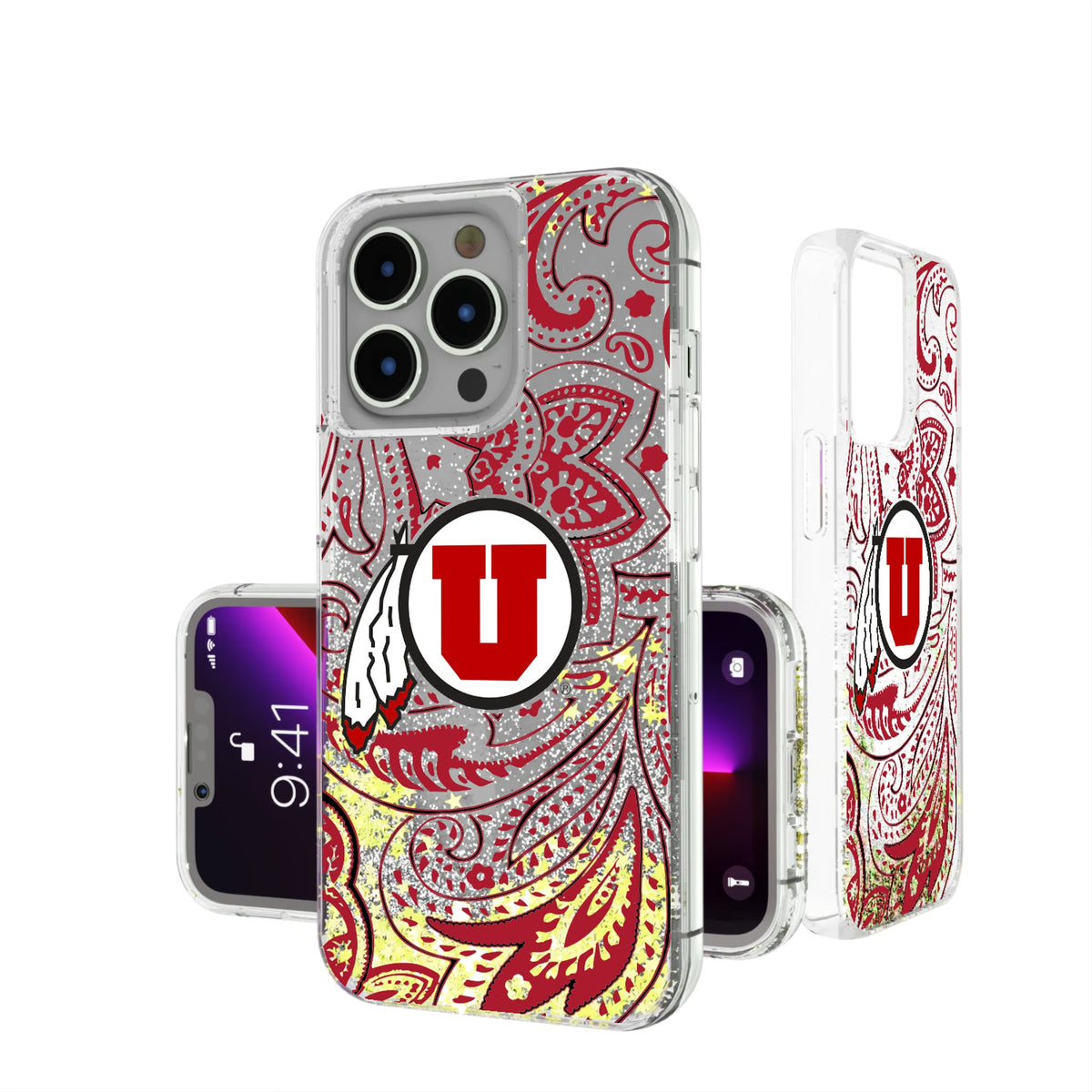 University of Utah Utes Paisley Glitter Phone Case for Apple iPhone 9