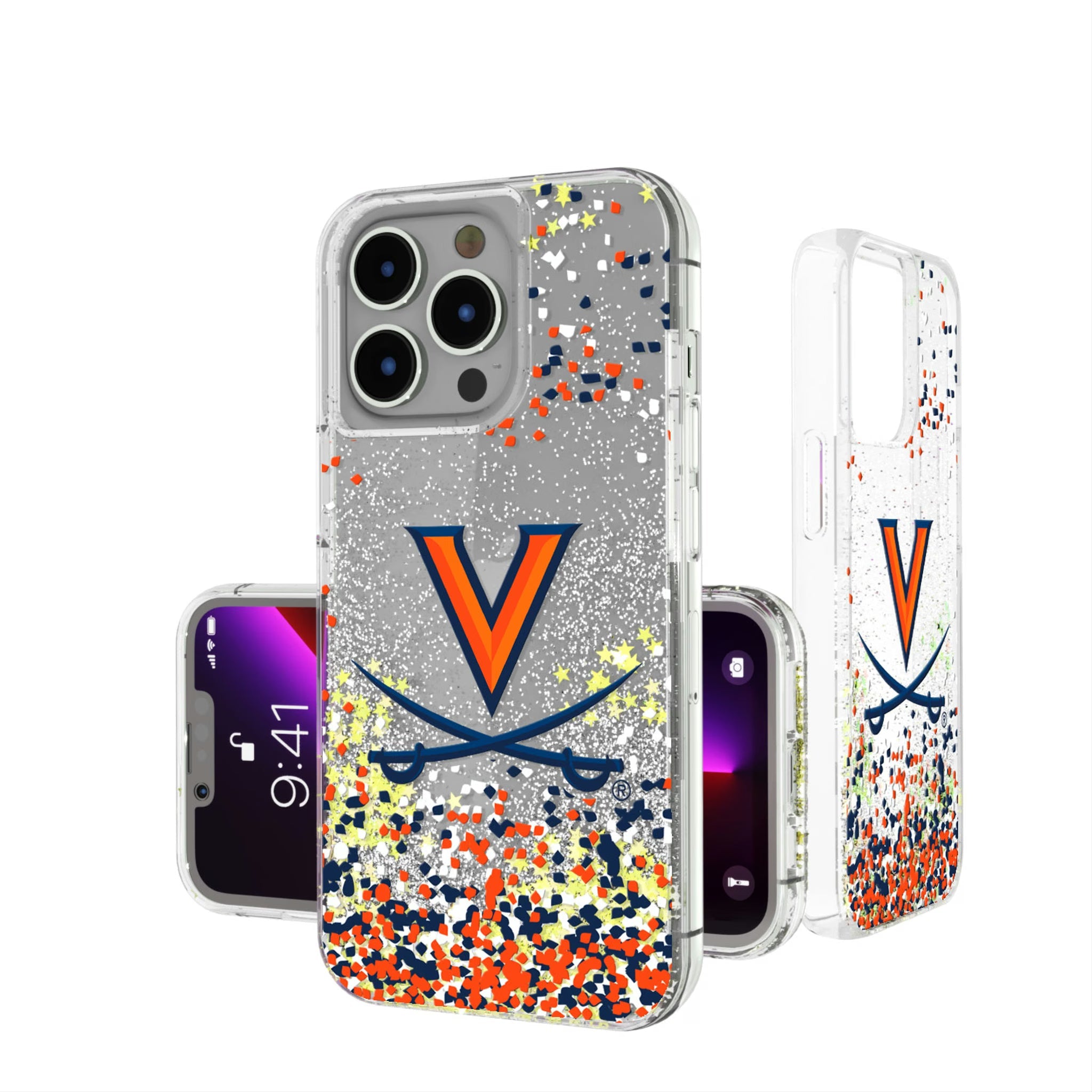 University of Virginia Cavaliers Confetti Glitter Phone Case 3