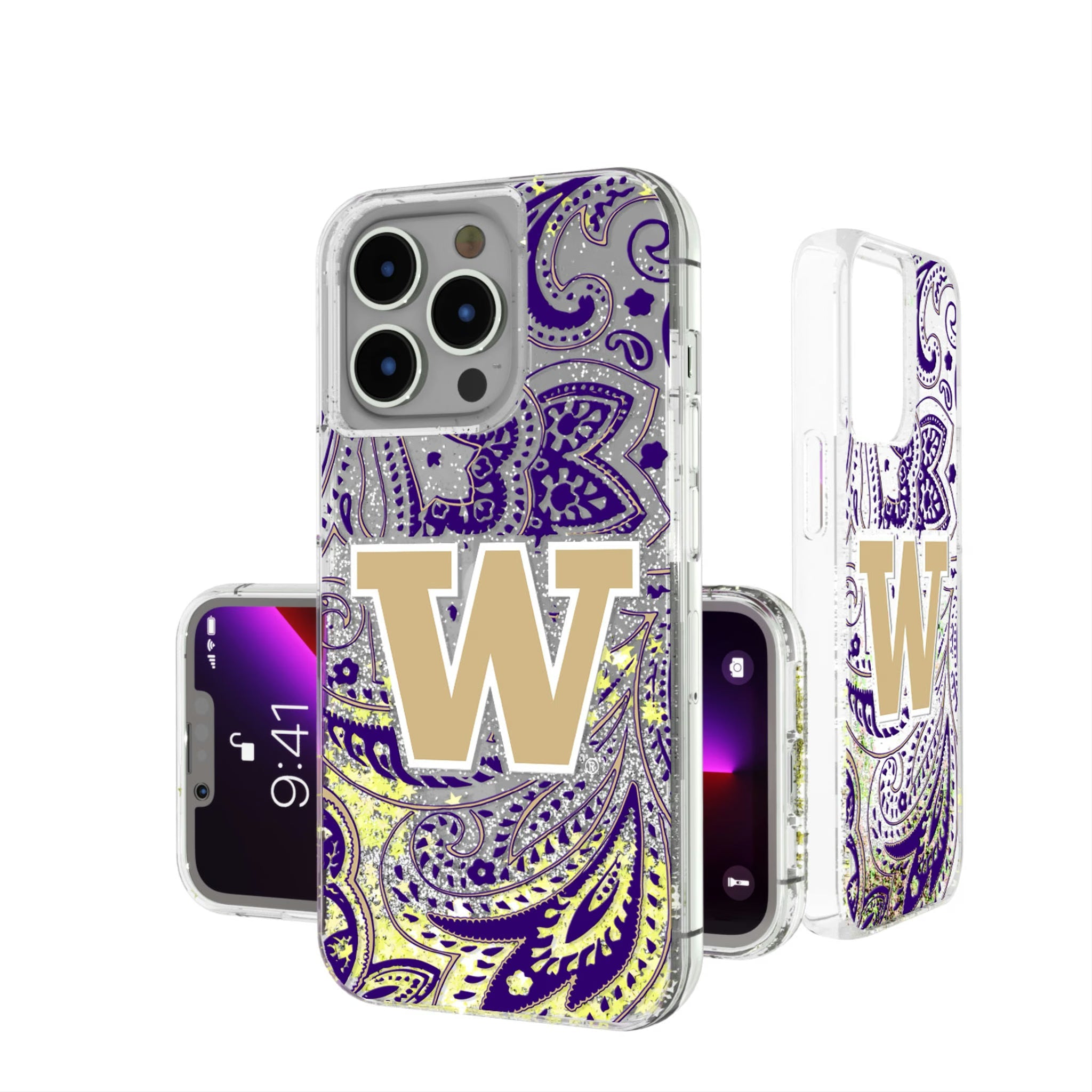 University of Washington Huskies Paisley Glitter Phone Case 13
