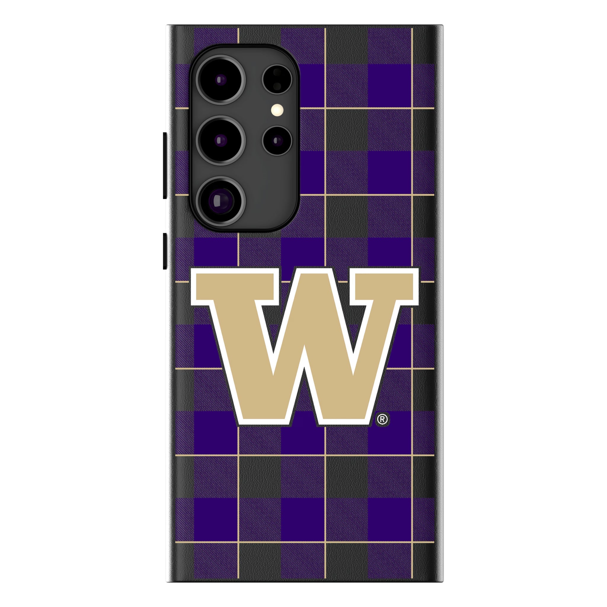 University of Washington Huskies Plaid MagSafe Compatible Phone Case for Samsung Galaxy 10