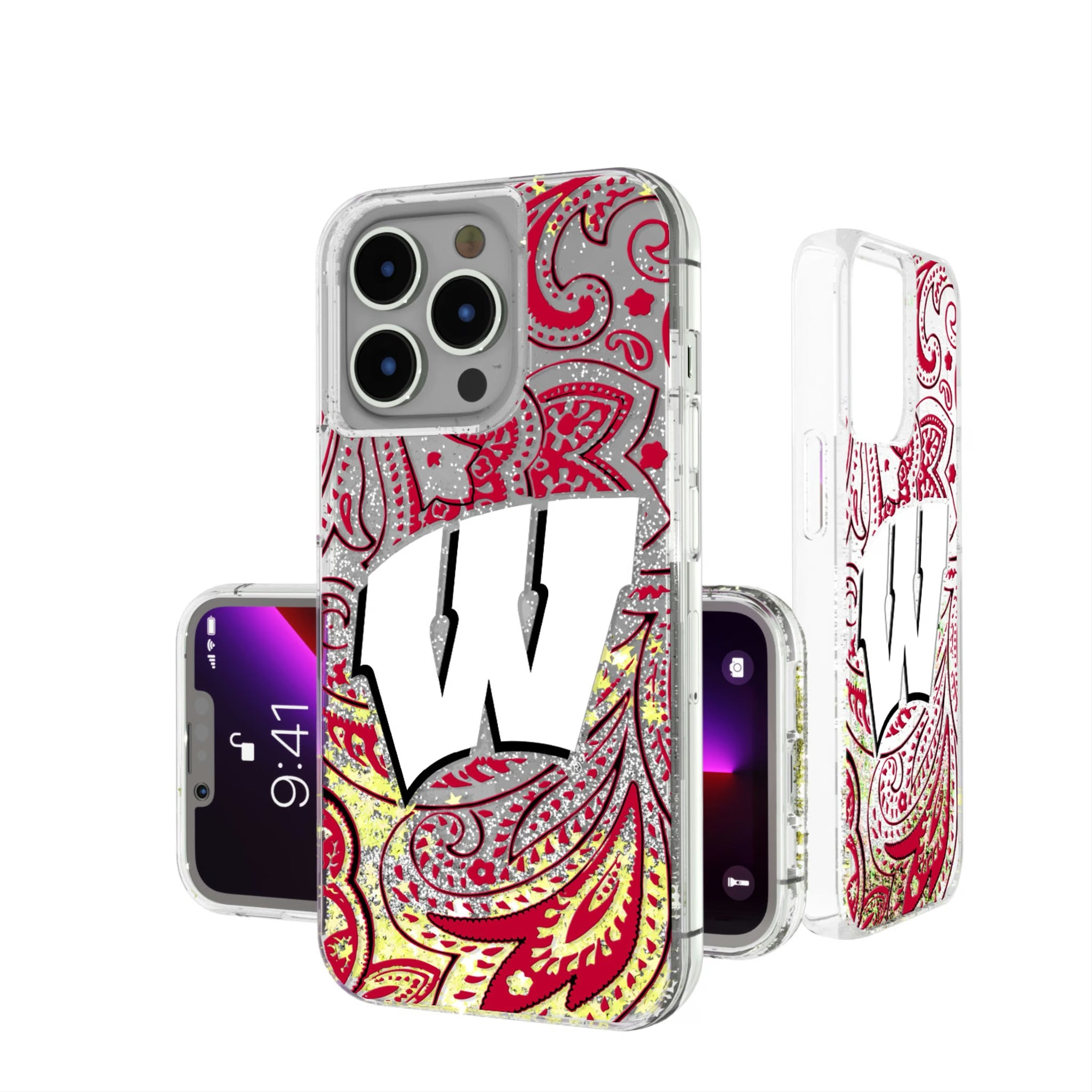 University of Wisconsin Badgers Paisley Glitter Phone Case 8