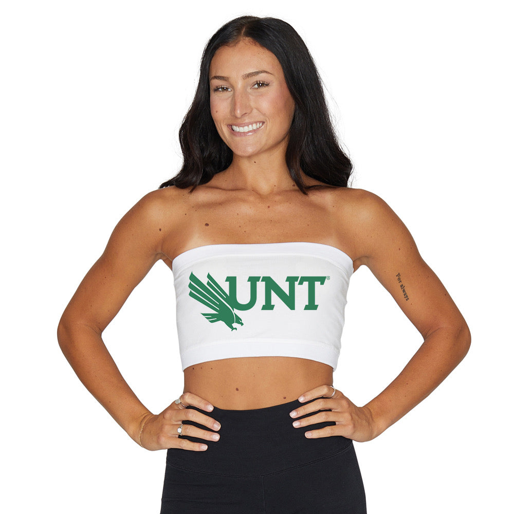 North Texas Mean Green White Bandeau Top | lojobands