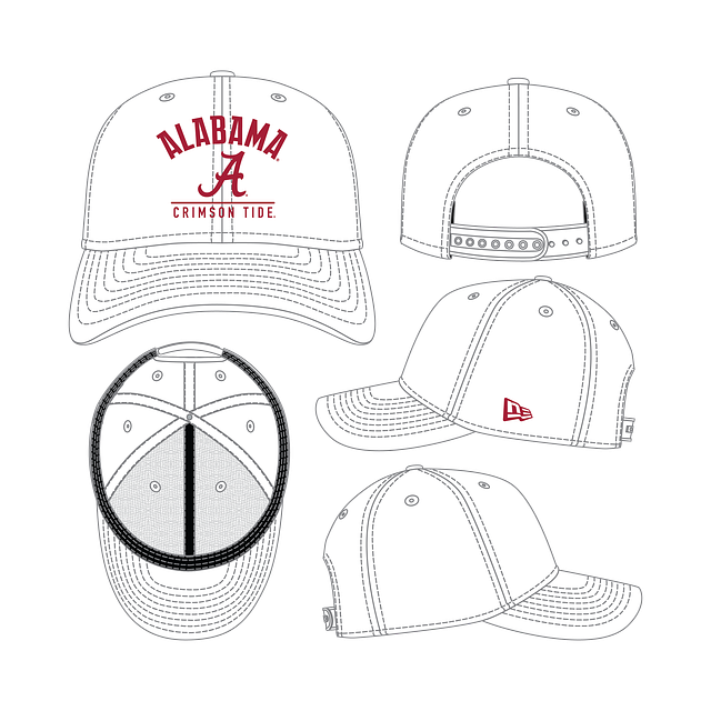 Alabama Crimson Tide - 9Seventy Team White Hat, New Era 6