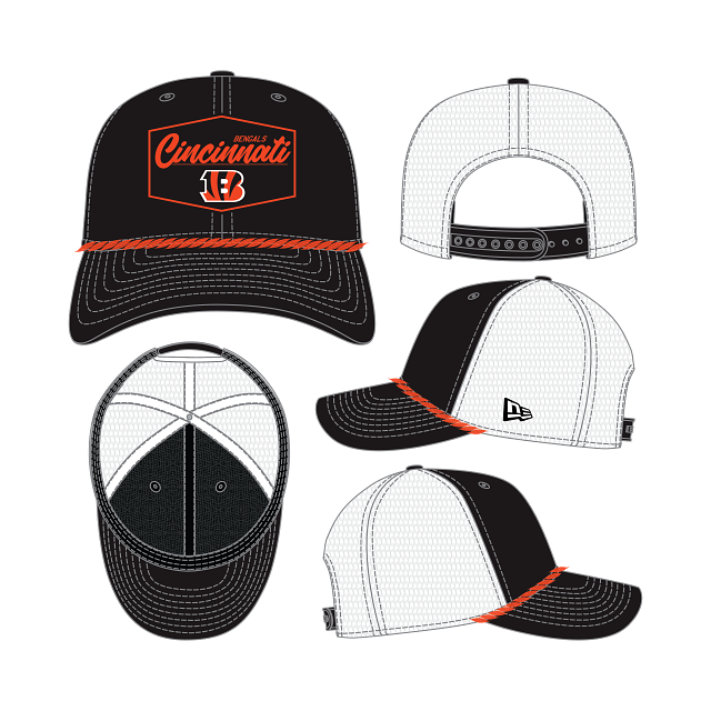Cincinnati Bengals - 9Seventy Team Stretch-Snap Trucker Patch Hat, New Era 1
